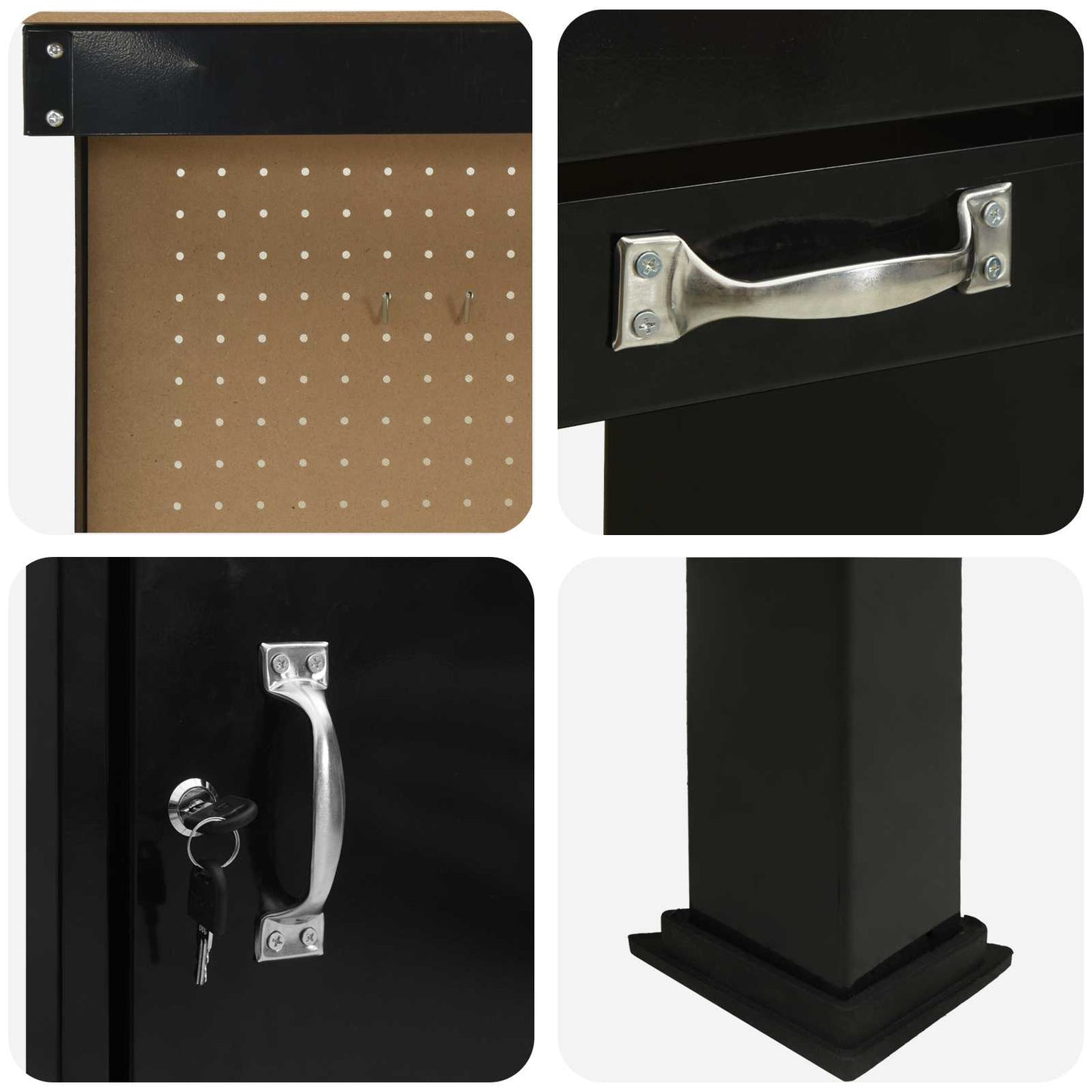 Workbench Black 90 x 49 x 141 cm Engineered Wood and Metal