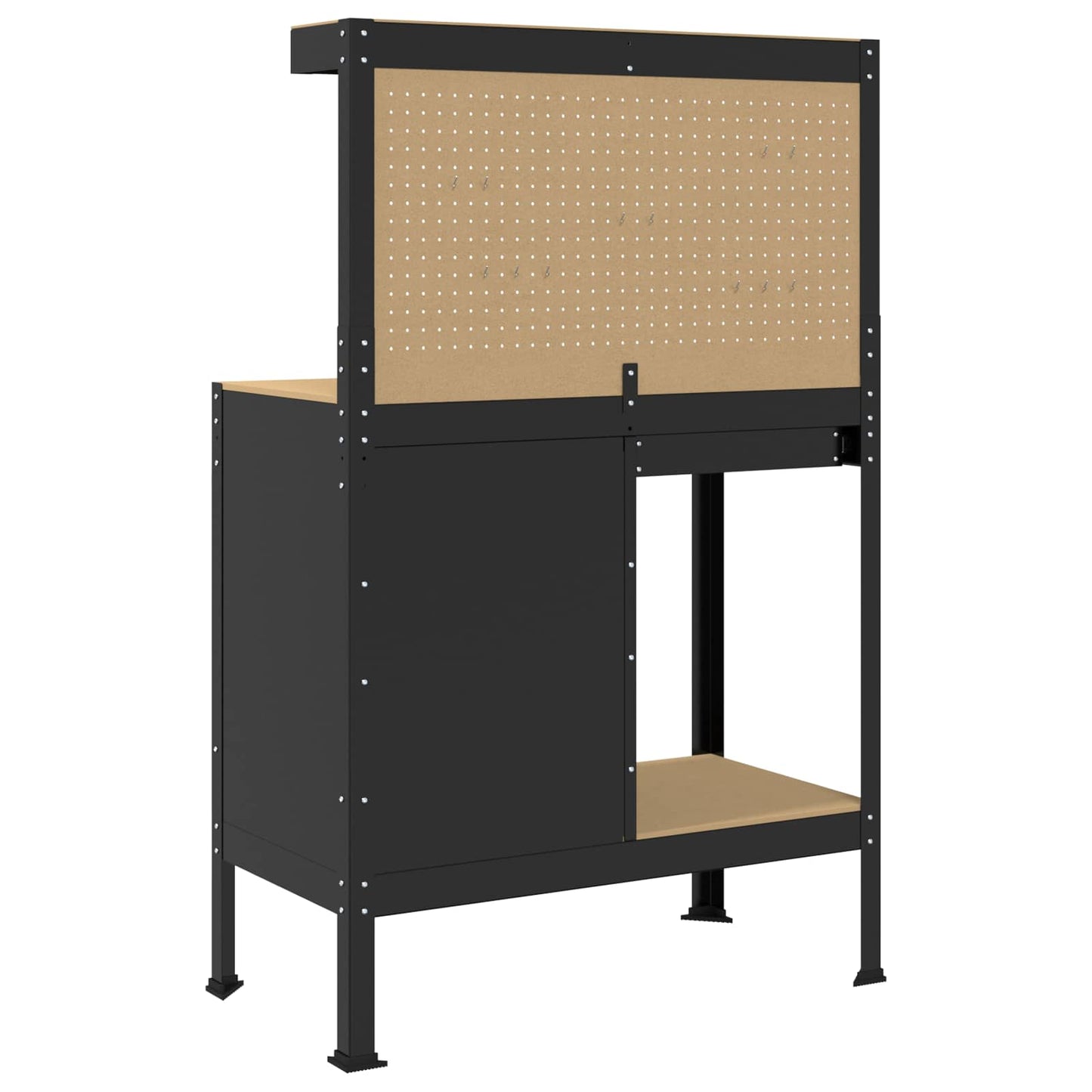 Workbench Black 90 x 49 x 141 cm Engineered Wood and Metal