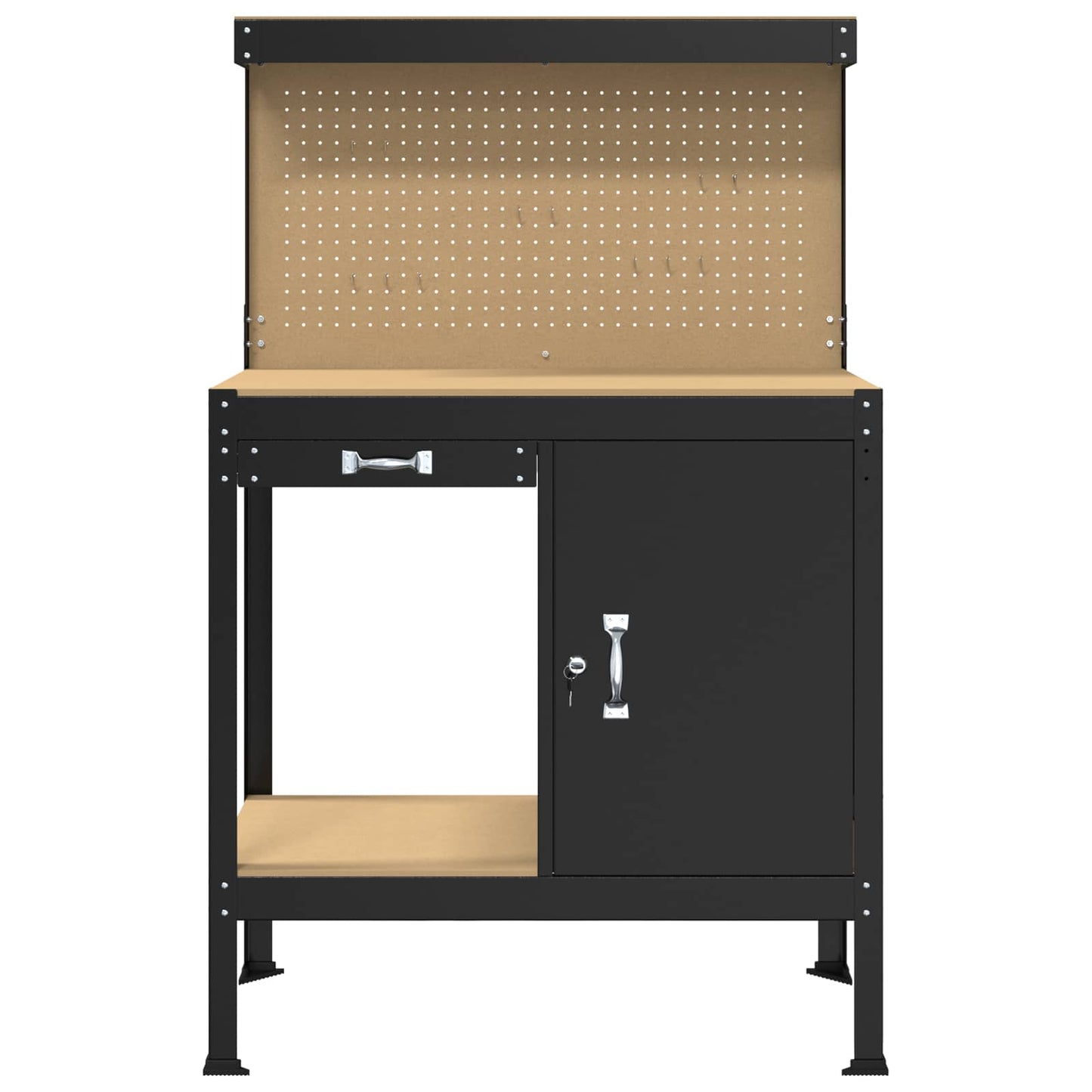Workbench Black 90 x 49 x 141 cm Engineered Wood and Metal