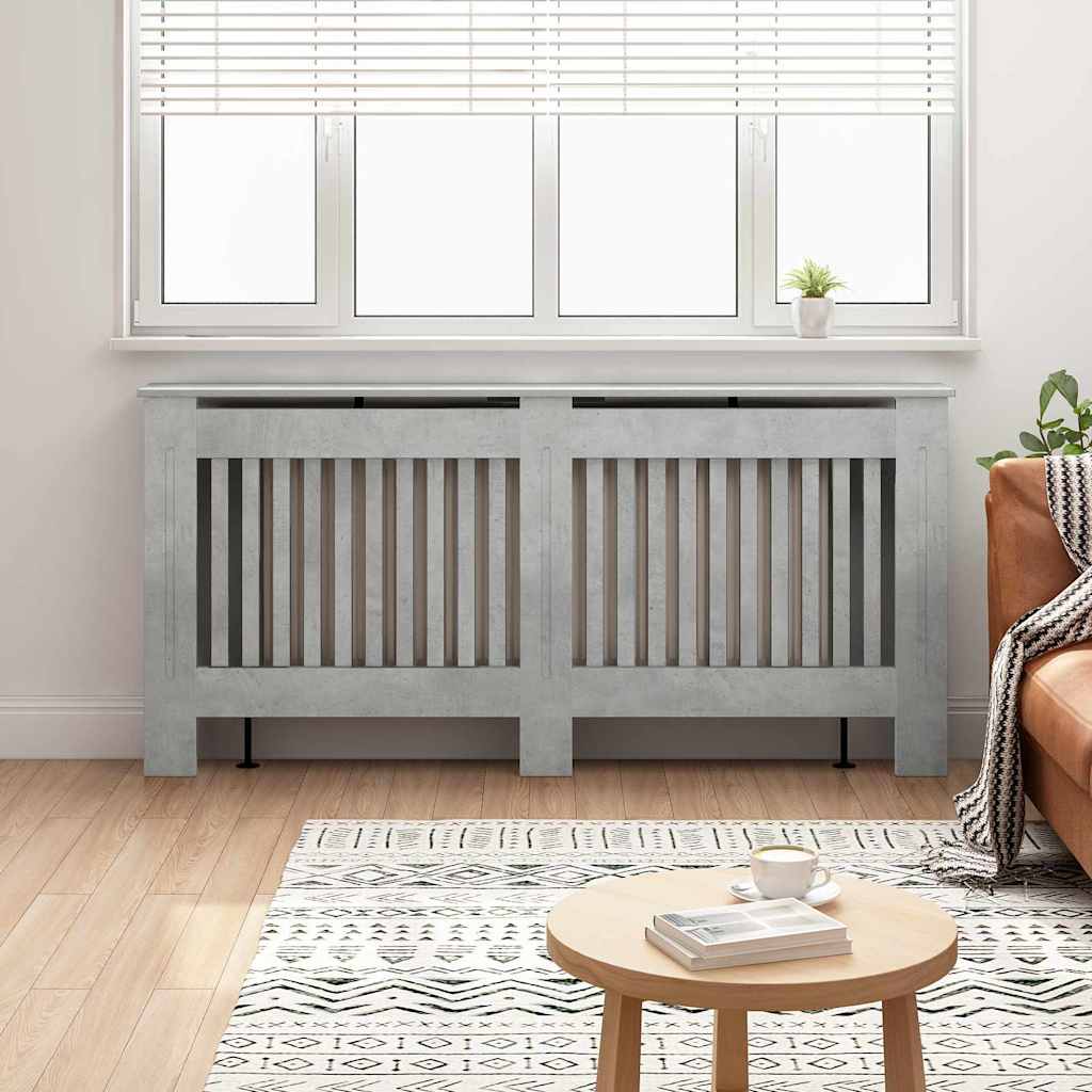 Radiator Cover Concrete Grey 172 x 19 x 81.5 cm Engineered Wood