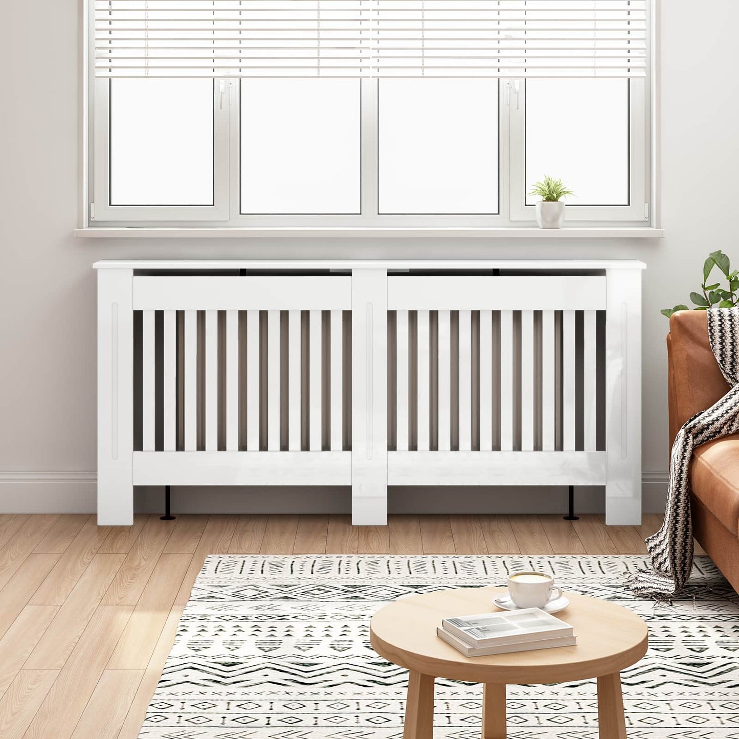 Radiator Cover High Gloss White 172 x 19 x 81.5 cm