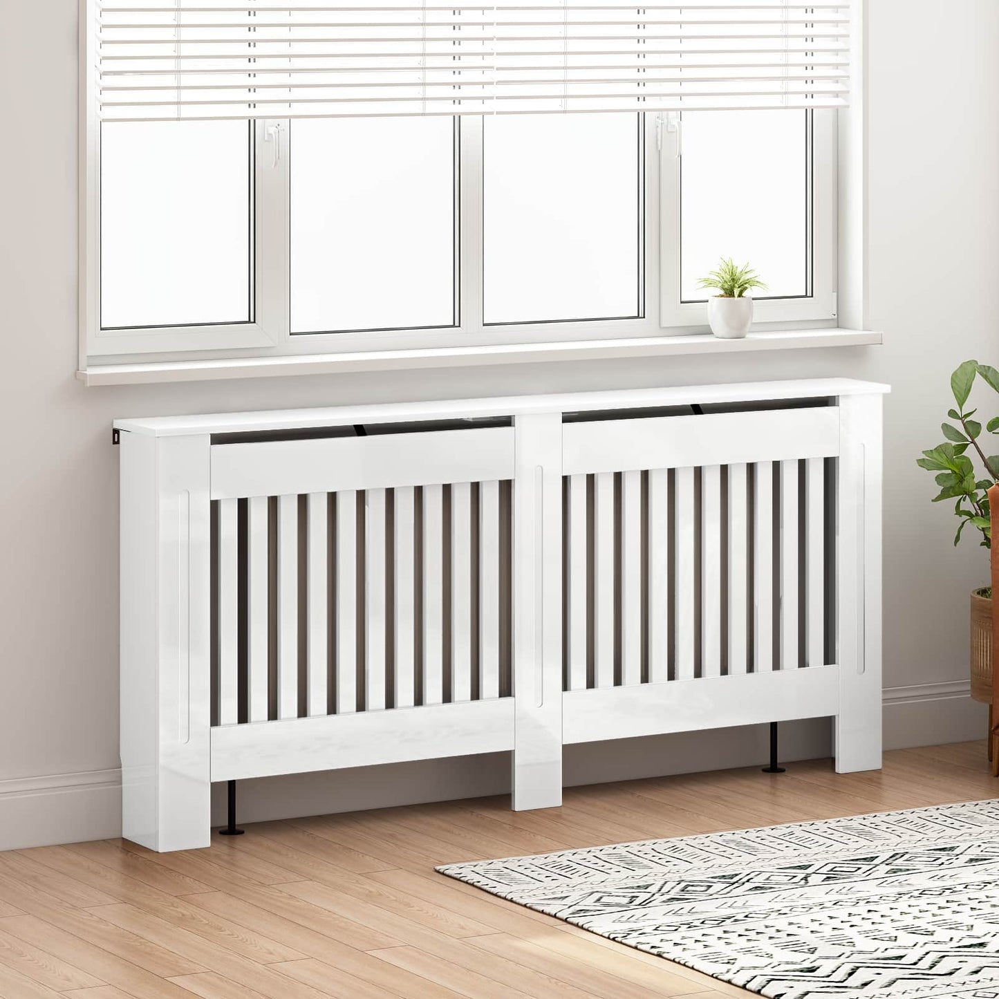 Radiator Cover High Gloss White 172 x 19 x 81.5 cm