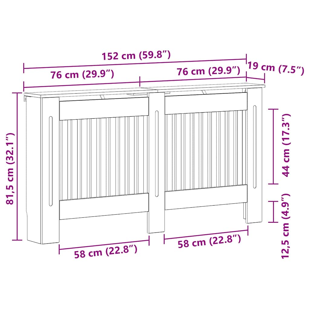 Radiator Cover Old Wood 152 x 19 x 81.5 cm Engineered Wood