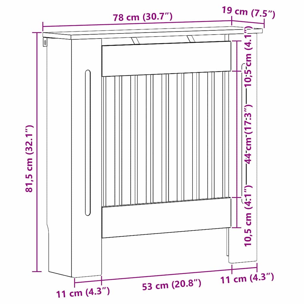 Radiator Cover Smoked Oak 78 x 19 x 81.5 cm Engineered Wood