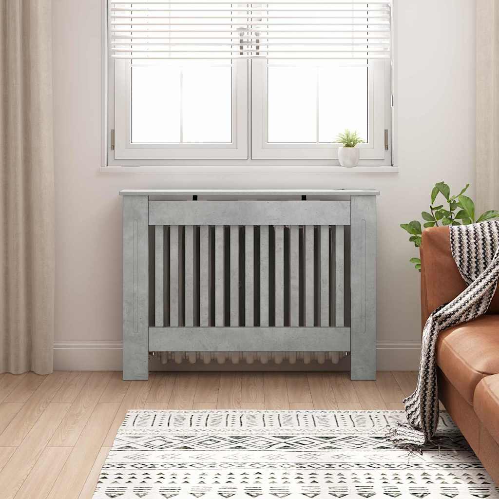Radiator Cover Concrete Grey 112 x 19 x 81.5 cm Engineered Wood