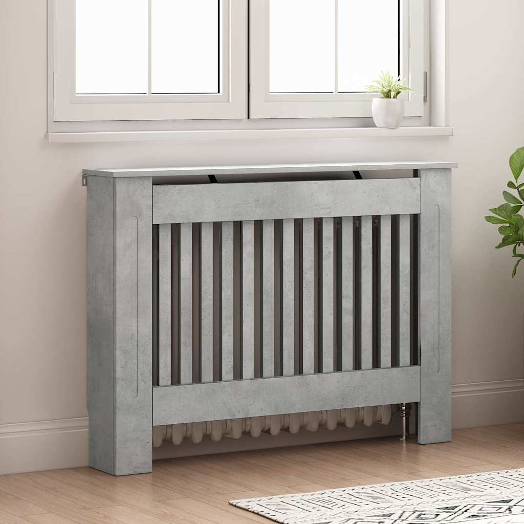 Radiator Cover Concrete Grey 112 x 19 x 81.5 cm Engineered Wood