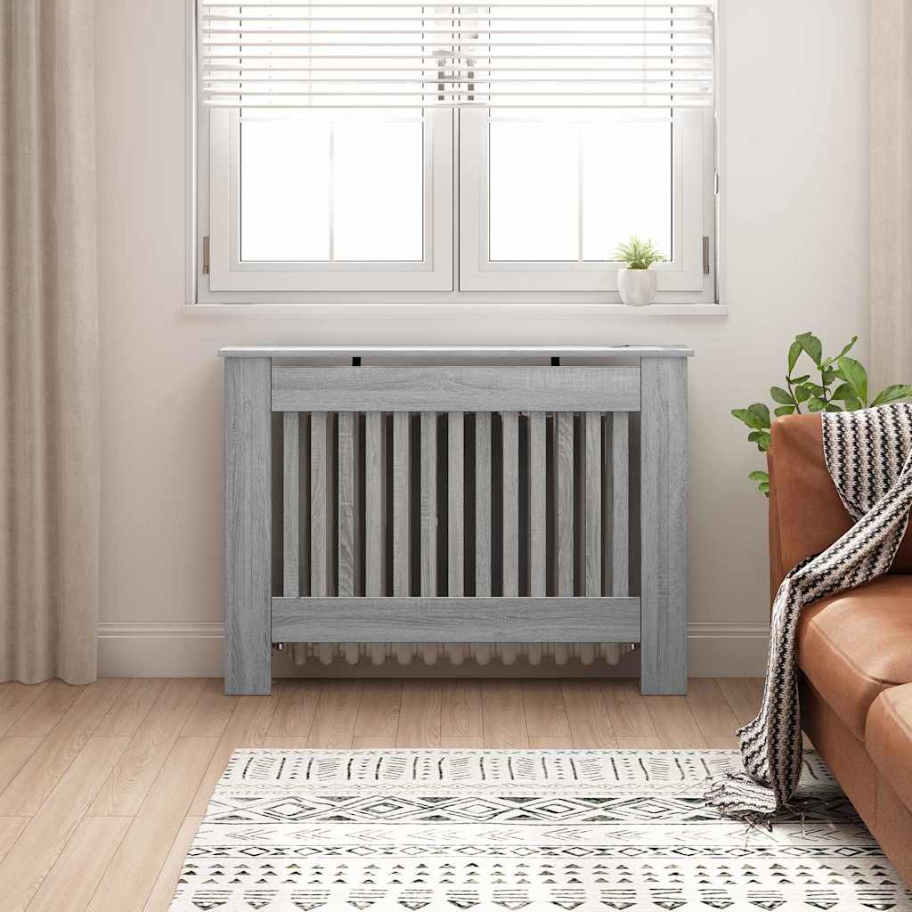 Radiator Cover Grey Sonoma 112 x 19 x 81.5 cm Engineered Wood