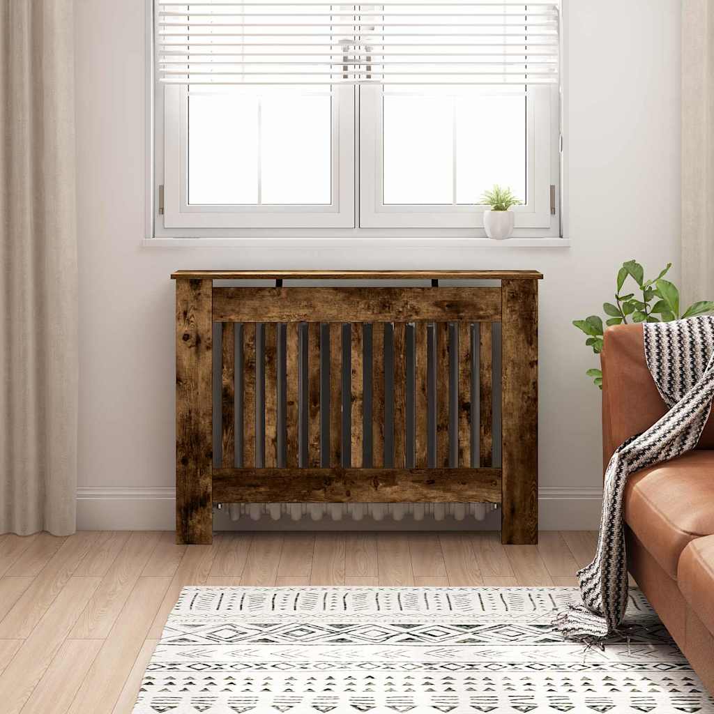 Radiator Cover Smoked Oak 112 x 19 x 81.5 cm Engineered Wood
