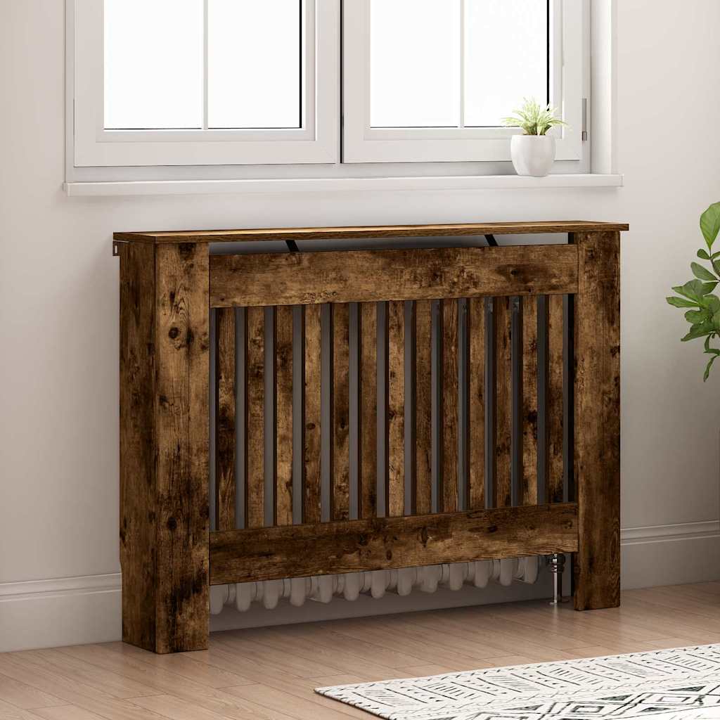 Radiator Cover Smoked Oak 112 x 19 x 81.5 cm Engineered Wood