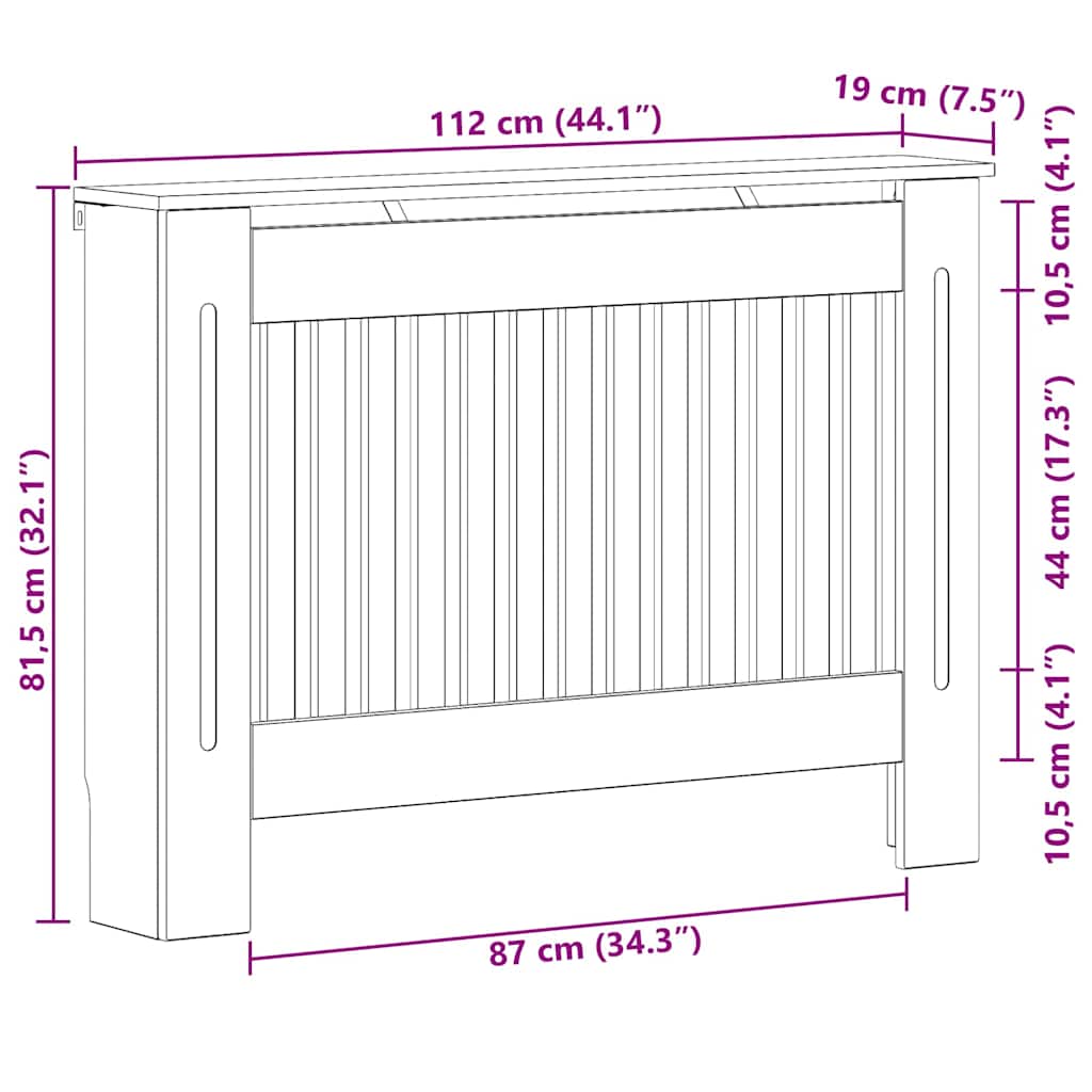 Radiator Cover Smoked Oak 112 x 19 x 81.5 cm Engineered Wood