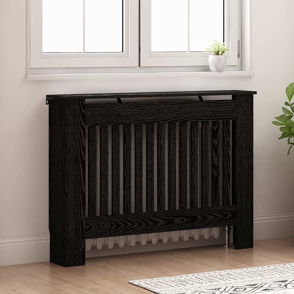 Radiator Cover Black Oak 112 x 19 x 81.5 cm Engineered Wood