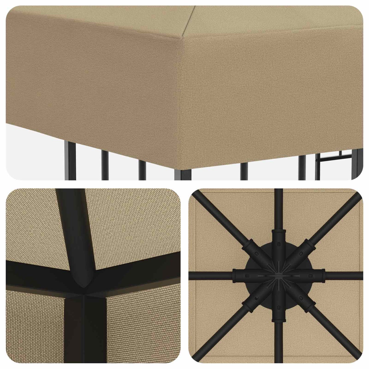 Gazebo 3 x 3 m Beige Polyester and Steel 190 gsm