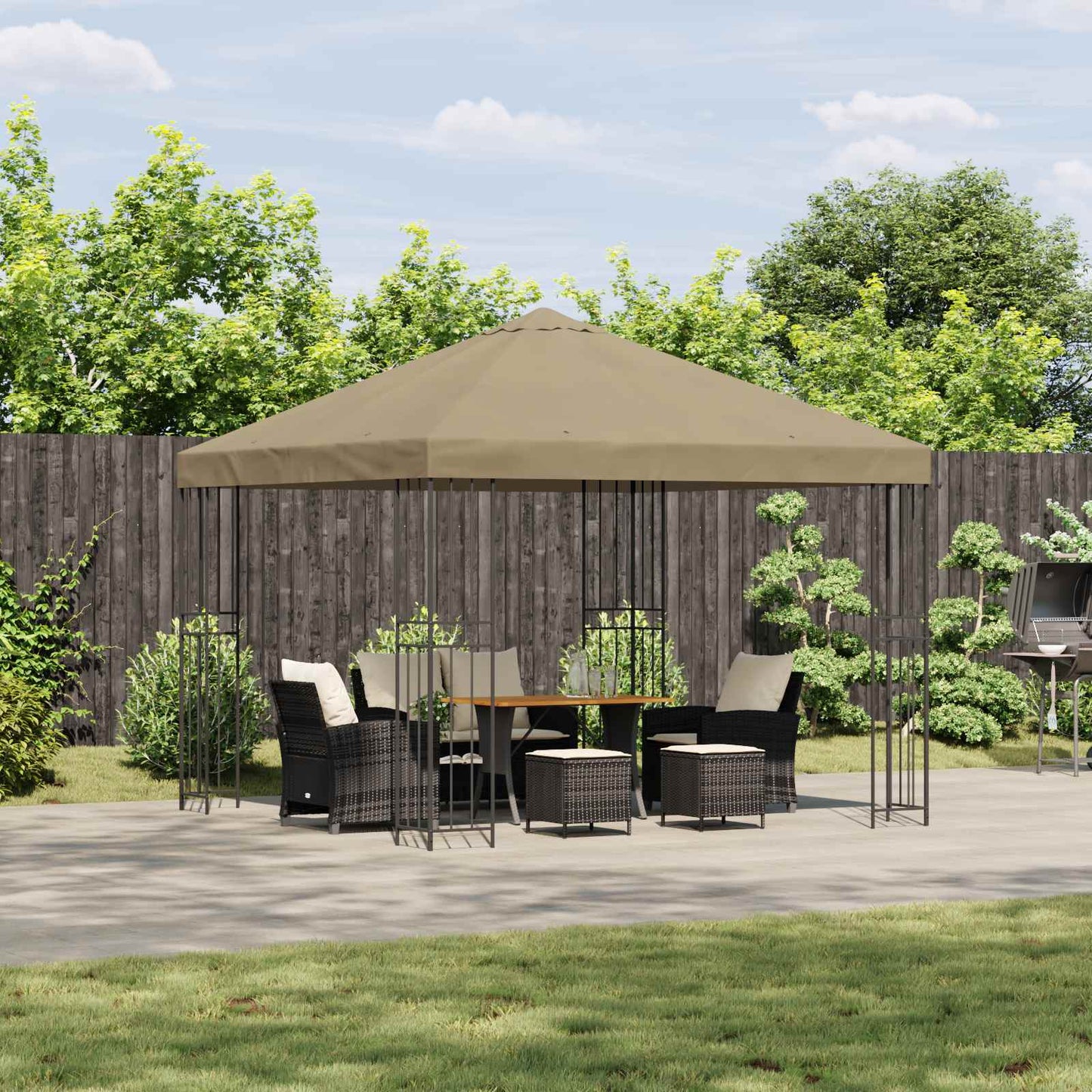Gazebo 3 x 3 m Beige Polyester and Steel 190 gsm