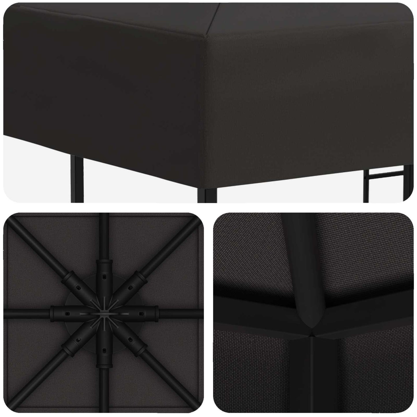 Gazebo 3 x 3 m Anthracite Polyester and Steel 190 gsm