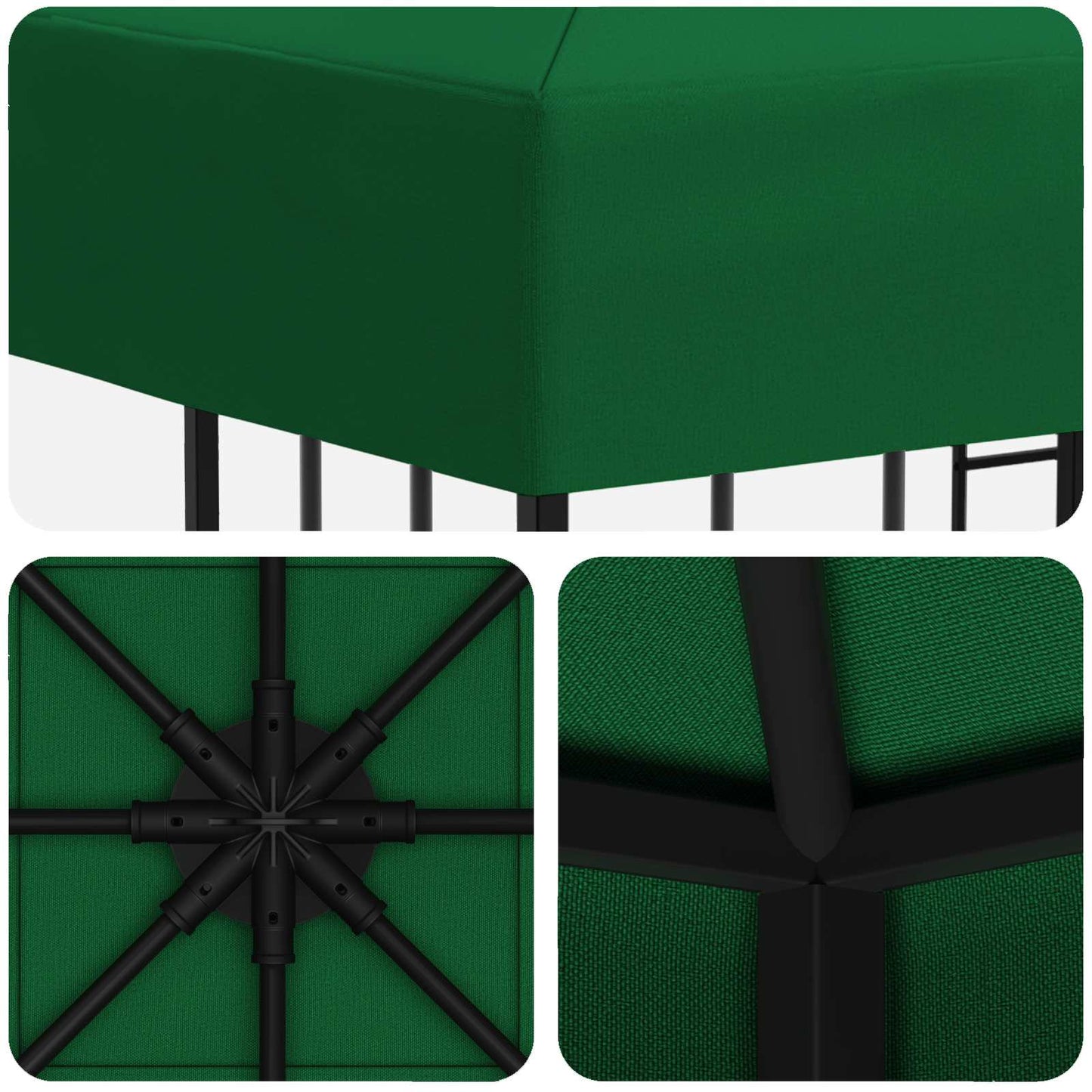 Gazebo 3 x 3 m Green Polyester and Steel 190 gsm