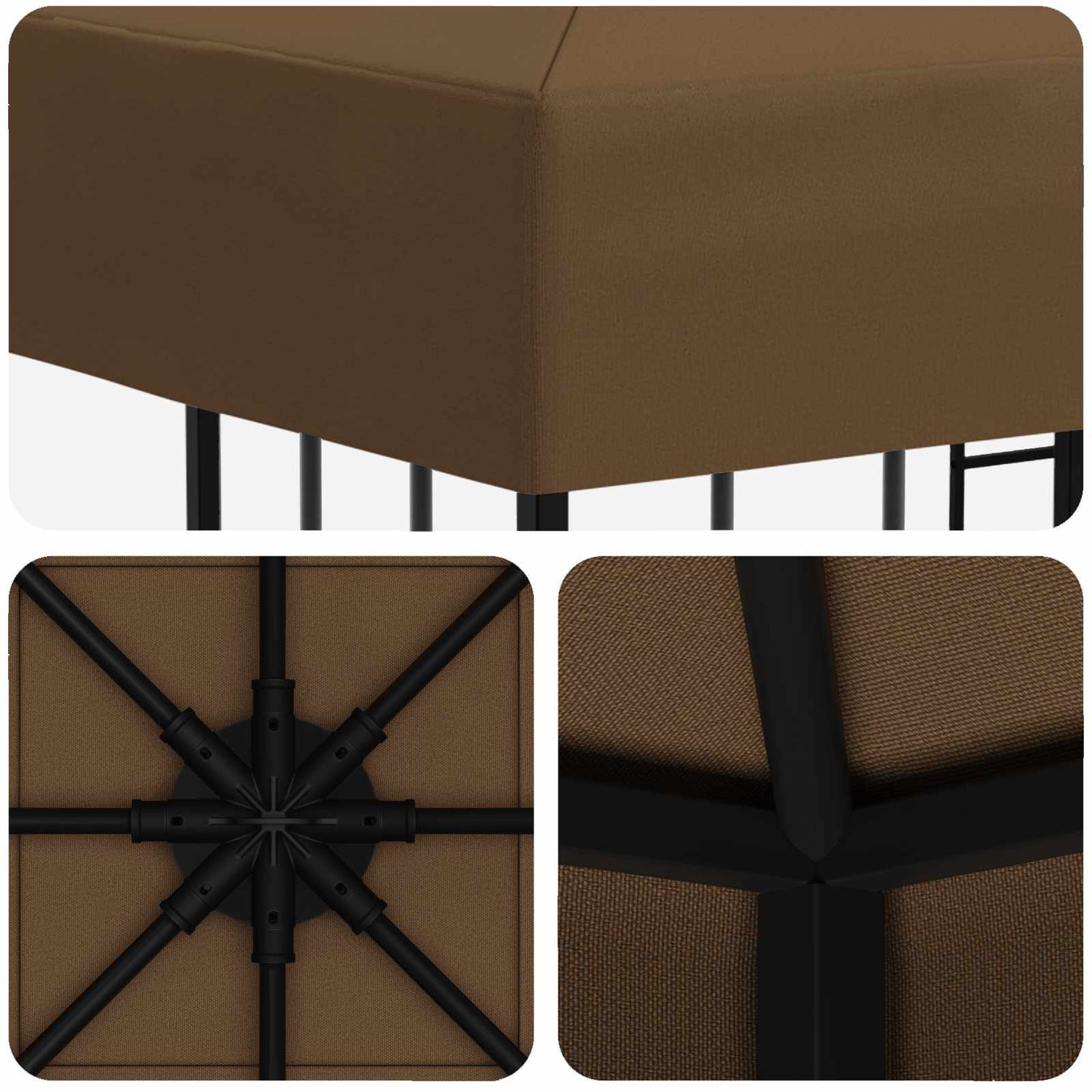 Gazebo 3 x 3 m Taupe Polyester and Steel 190 gsm