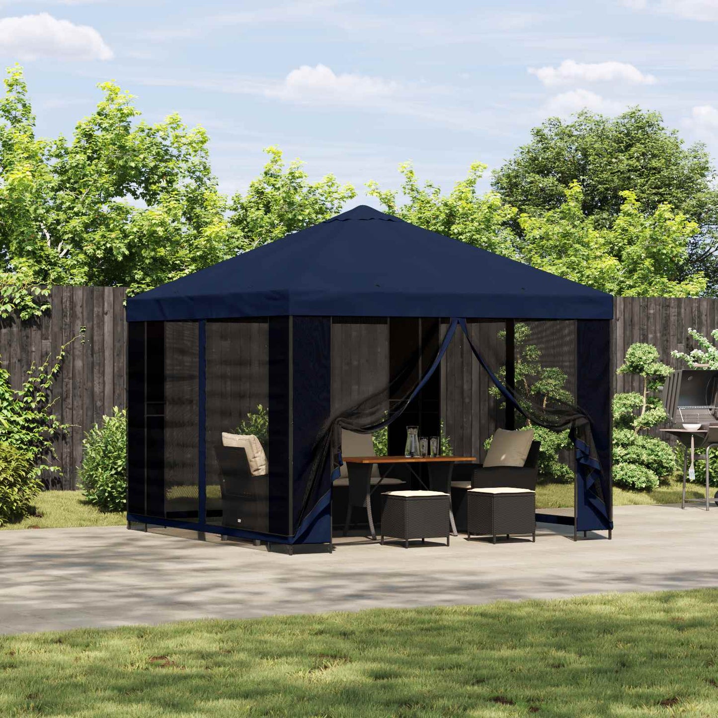 Gazebo 3 x 3 m Blue Polyester and Steel 190 gsm