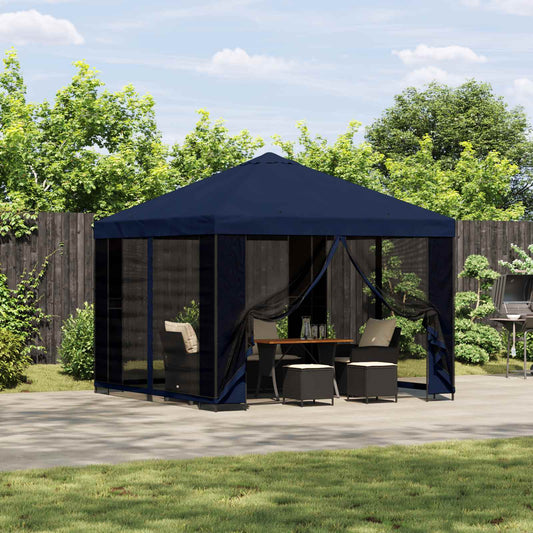 Gazebo 3 x 3 m Blue Polyester and Steel 190 gsm