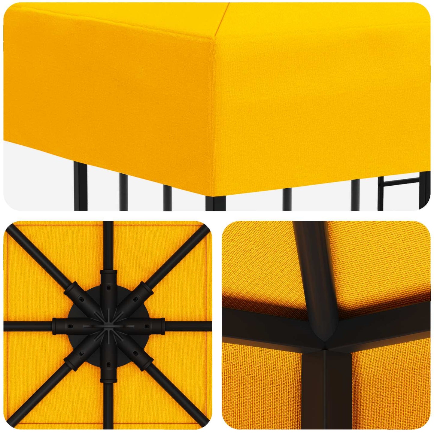 Gazebo 3 x 3 m Yellow Polyester and Steel 190 gsm