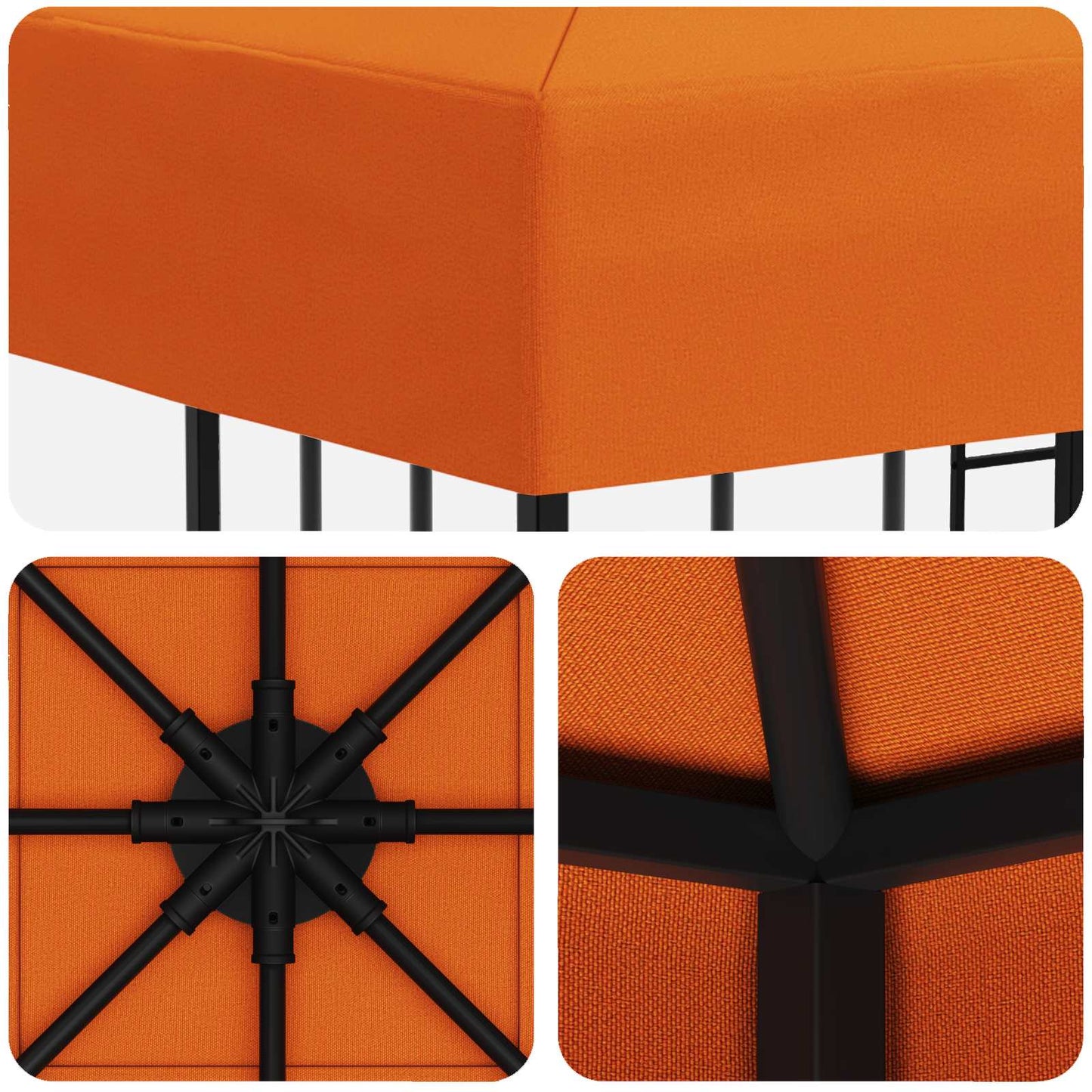 Gazebo 3 x 3 m Orange Polyester and Steel 190 gsm