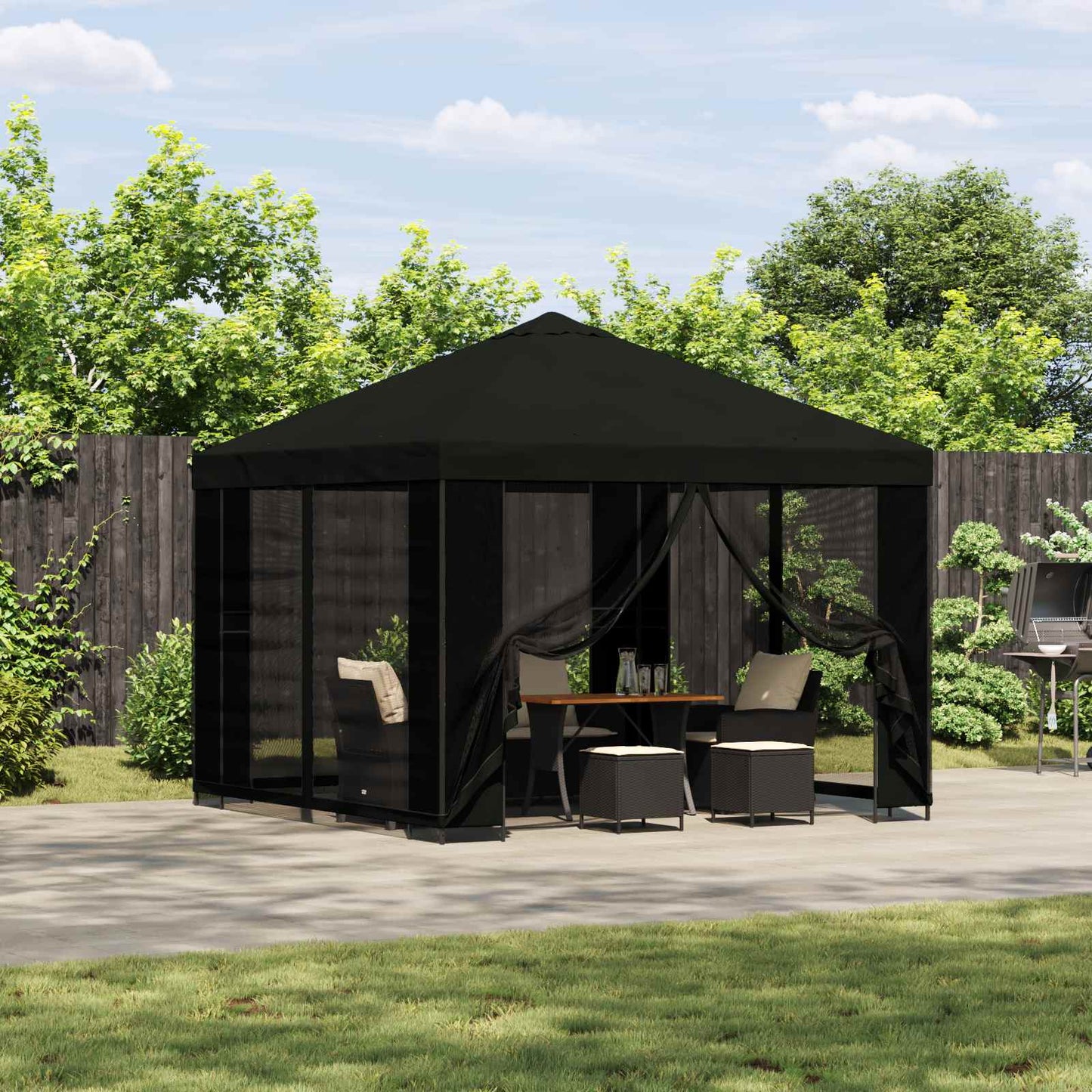 Gazebo 3 x 3 m Black Polyester and Steel 190 gsm