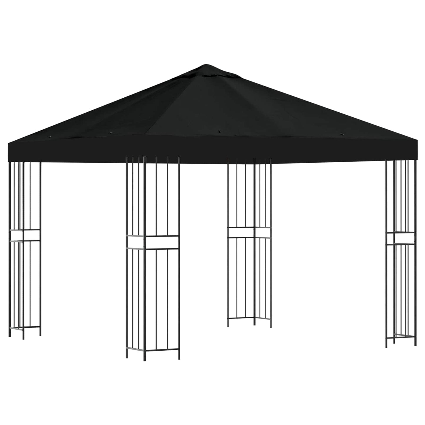 Gazebo 3 x 3 m Black Polyester and Steel 190 gsm