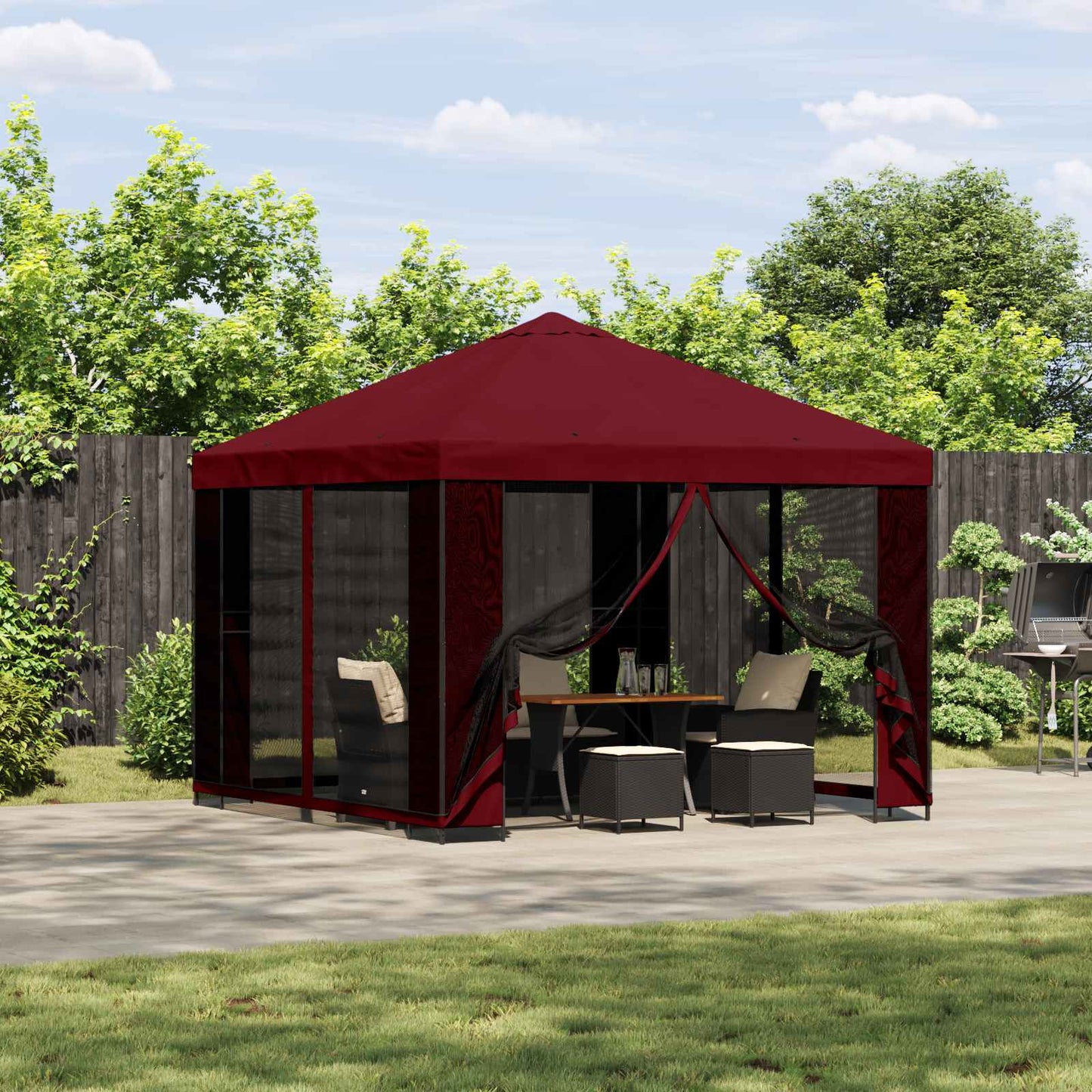 Gazebo 3 x 3 m Burgundy Polyester and Steel 190 gsm