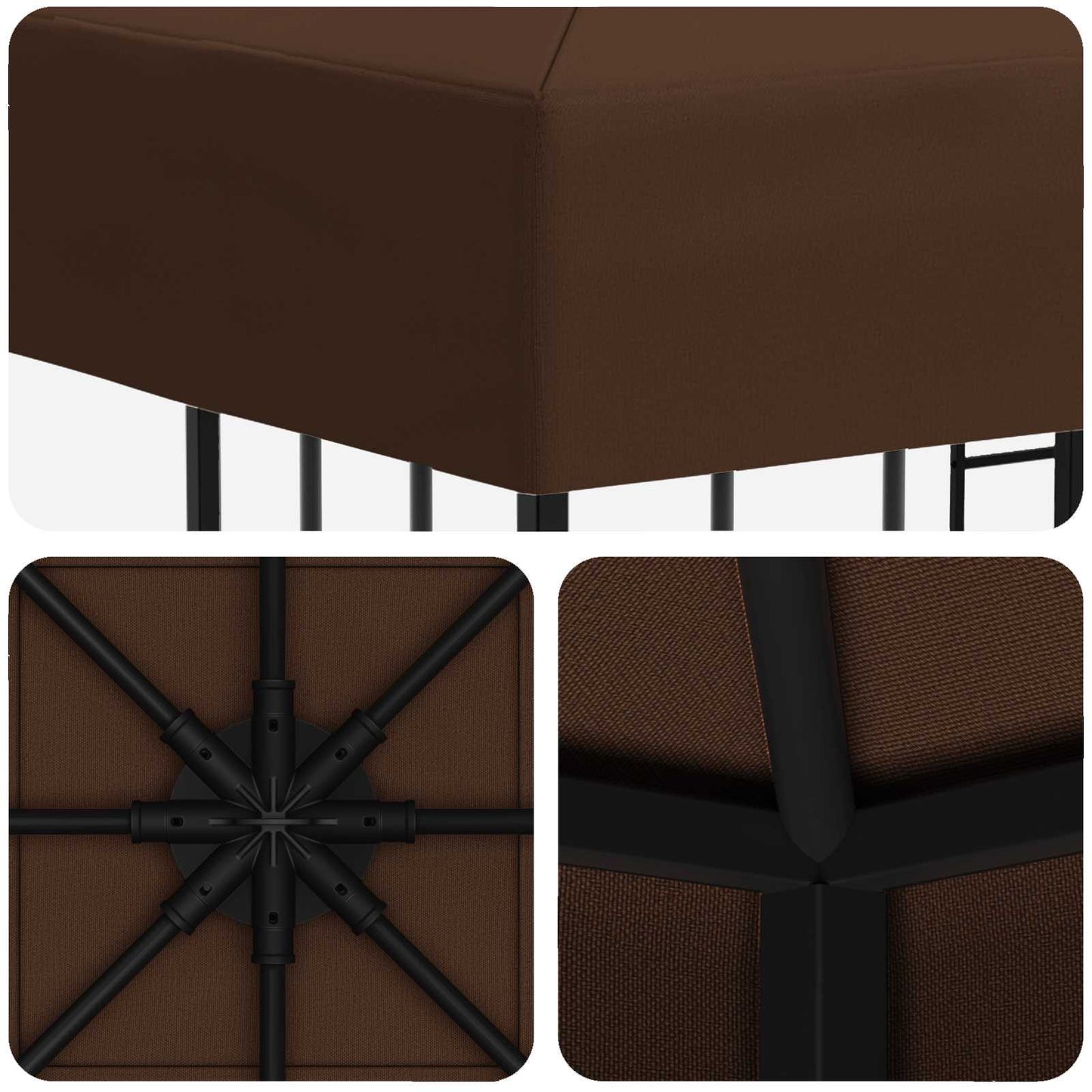 Gazebo 3 x 3 m Brown Polyester and Steel 190 gsm