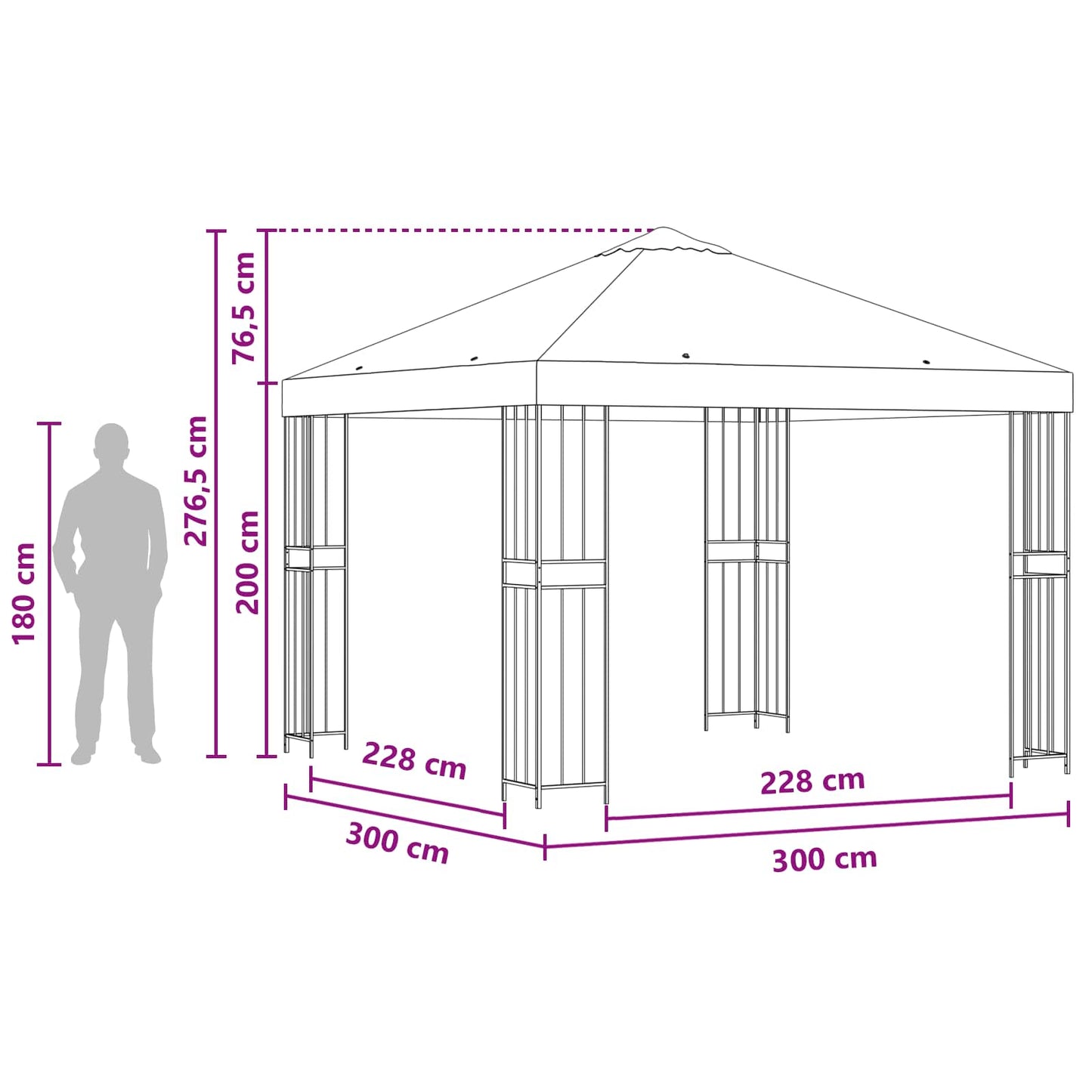 Gazebo 3 x 3 m Brown Polyester and Steel 190 gsm