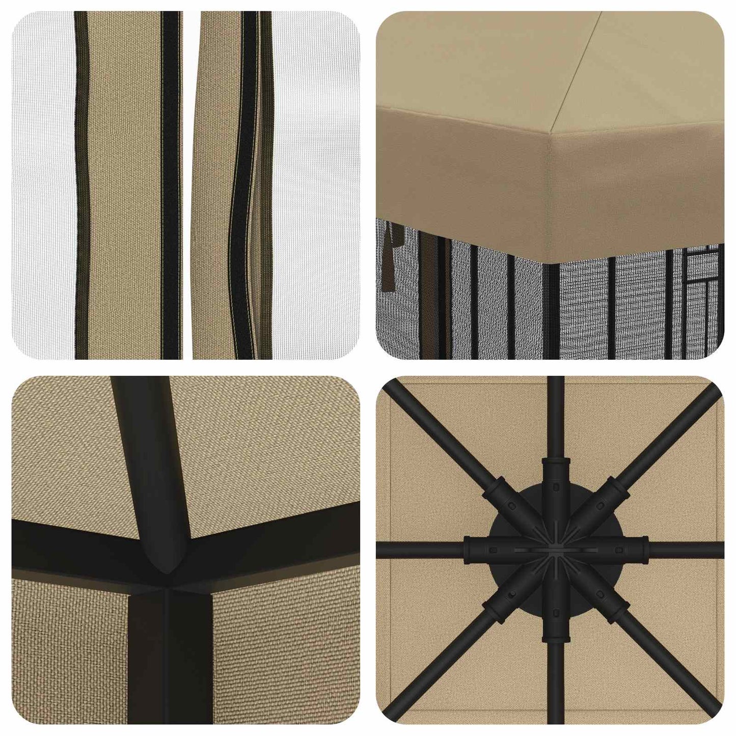 Garden Gazebo with Sidewalls 3 x 3 m Beige Polyester and Steel