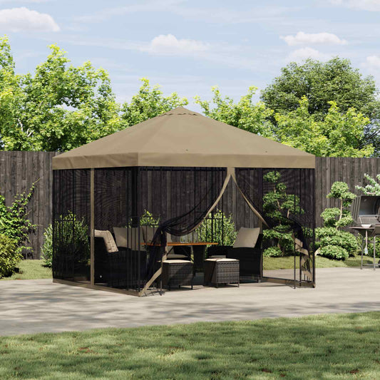 Garden Gazebo with Sidewalls 3 x 3 m Beige Polyester and Steel