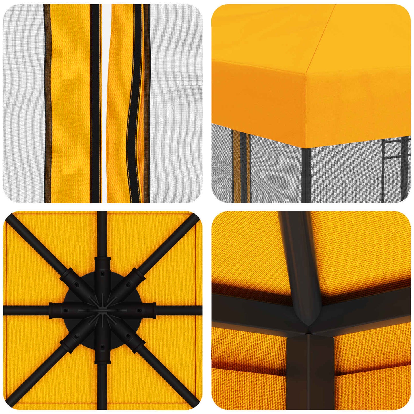 Garden Gazebo with Sidewalls 3 x 3 m Yellow Polyester and Steel