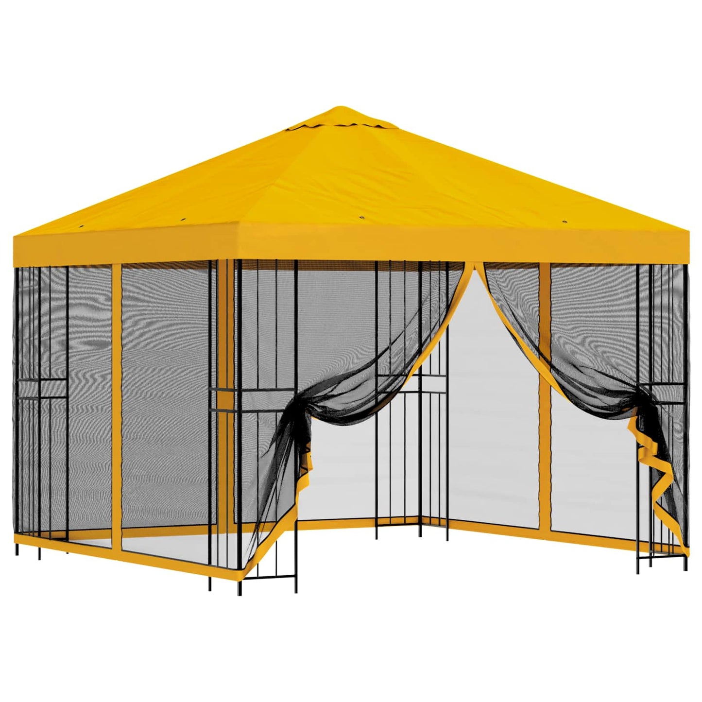 Garden Gazebo with Sidewalls 3 x 3 m Yellow Polyester and Steel