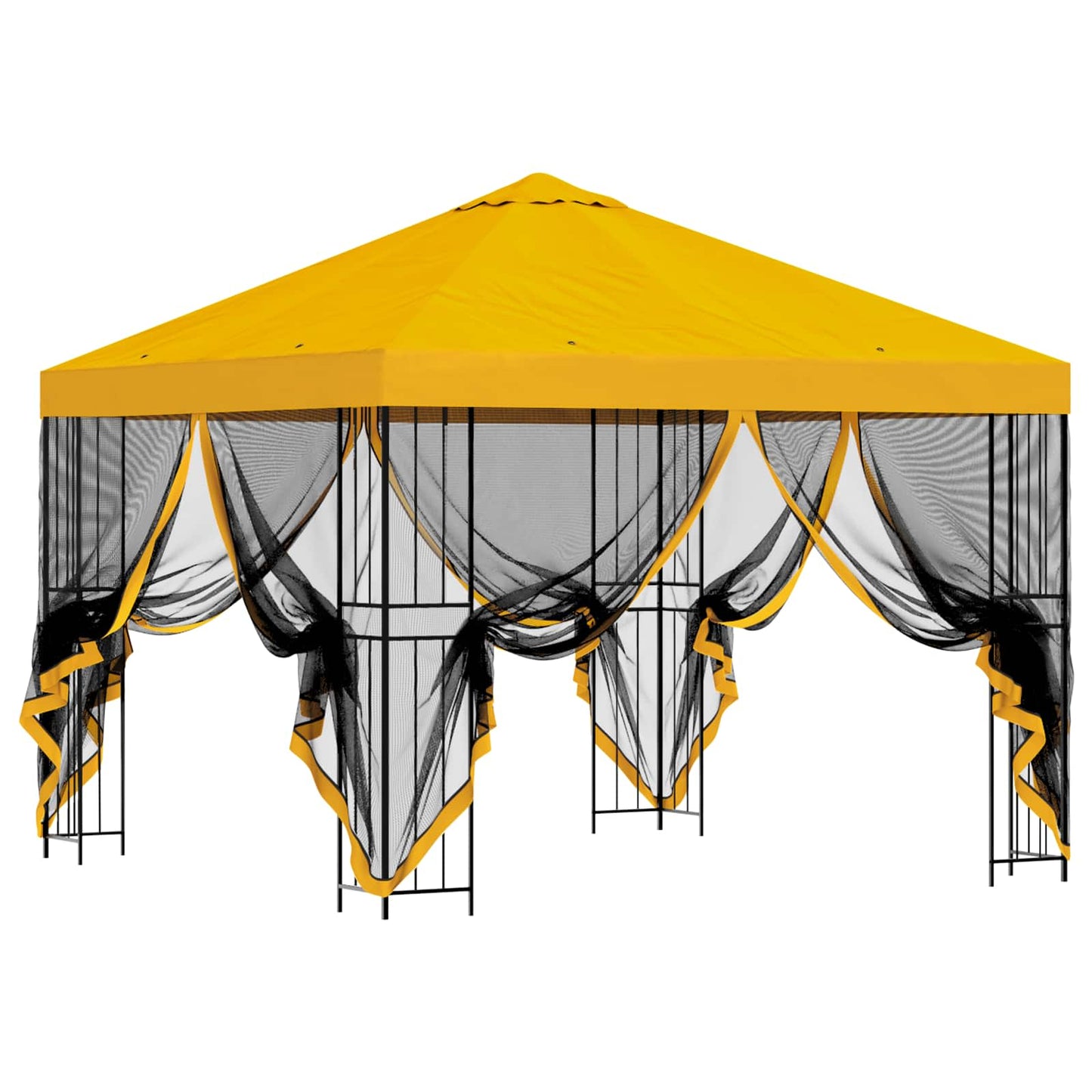 Garden Gazebo with Sidewalls 3 x 3 m Yellow Polyester and Steel