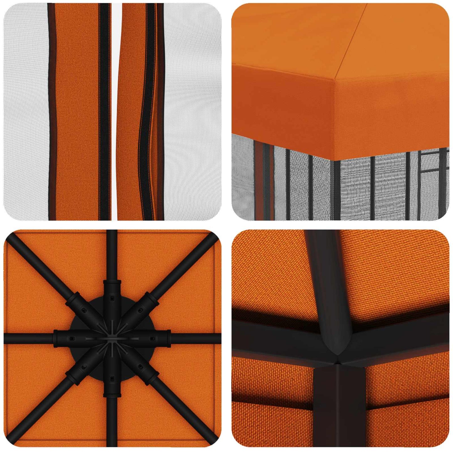 Garden Gazebo with Sidewalls 3 x 3 m Orange Polyester and Steel