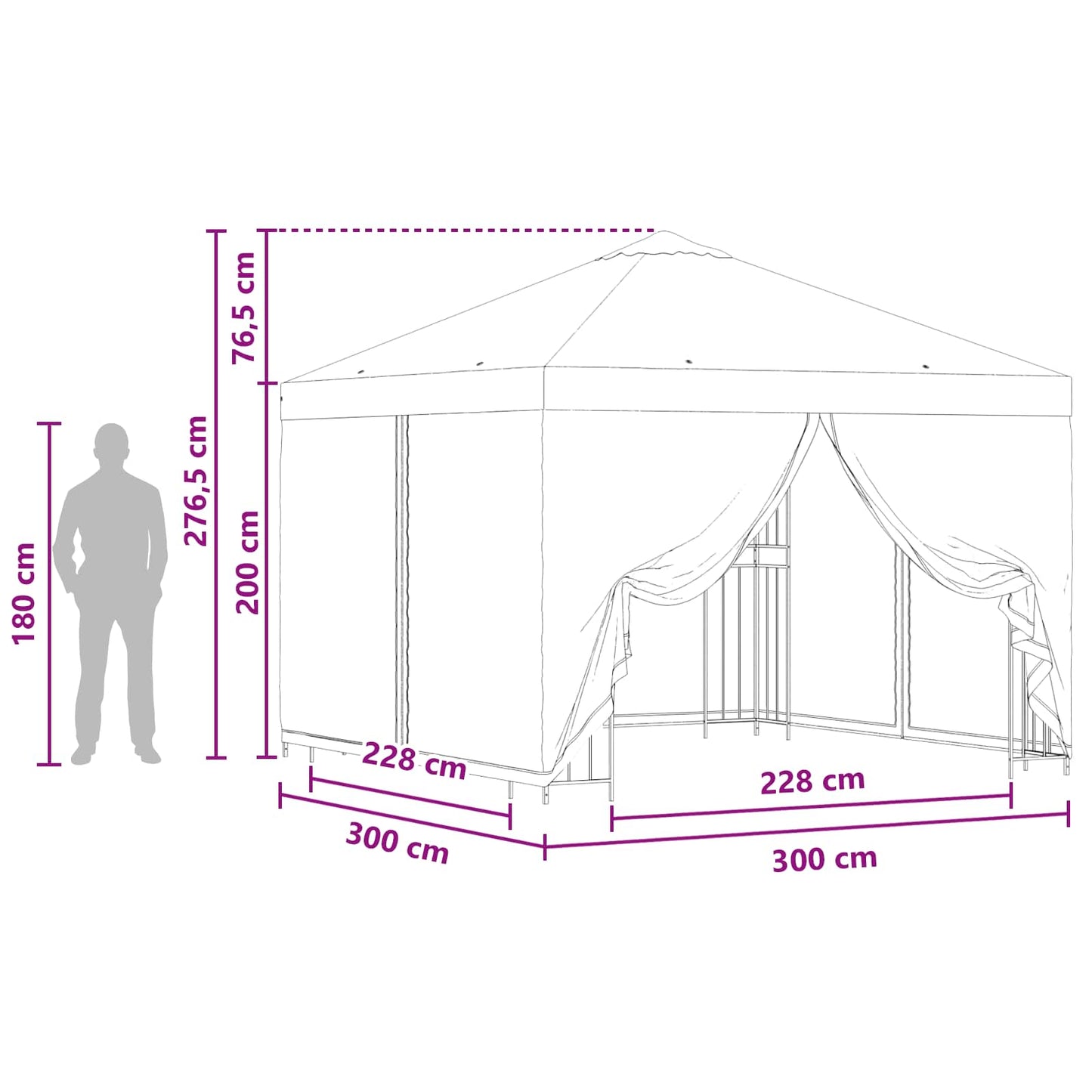 Garden Gazebo with Sidewalls 3 x 3 m Orange Polyester and Steel