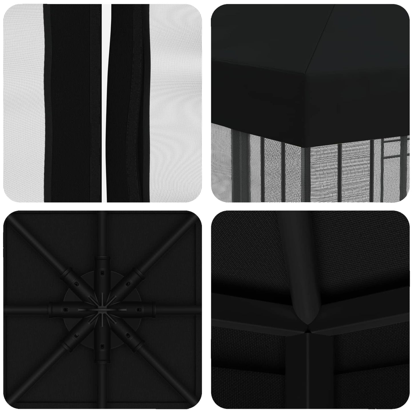 Garden Gazebo with Sidewalls 3 x 3 m Black Polyester and Steel