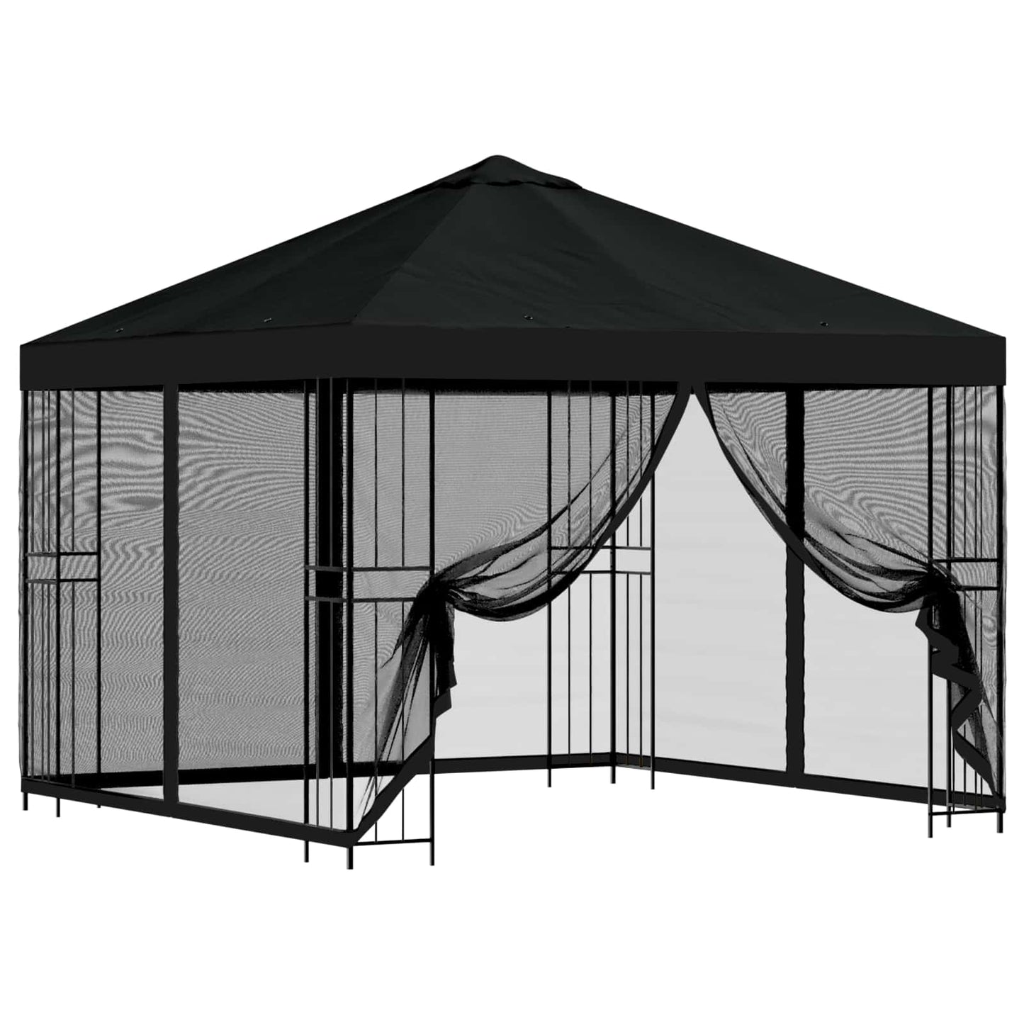 Garden Gazebo with Sidewalls 3 x 3 m Black Polyester and Steel