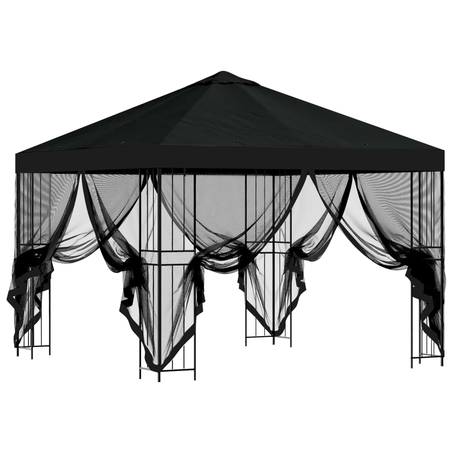Garden Gazebo with Sidewalls 3 x 3 m Black Polyester and Steel