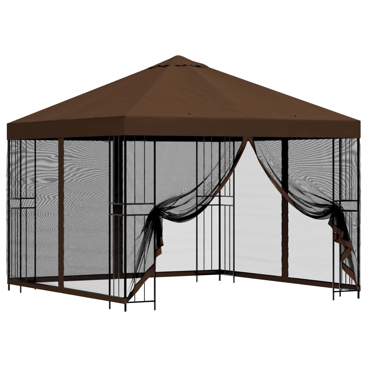 Garden Gazebo with Sidewalls 3 x 3 m Brown Polyester and Steel