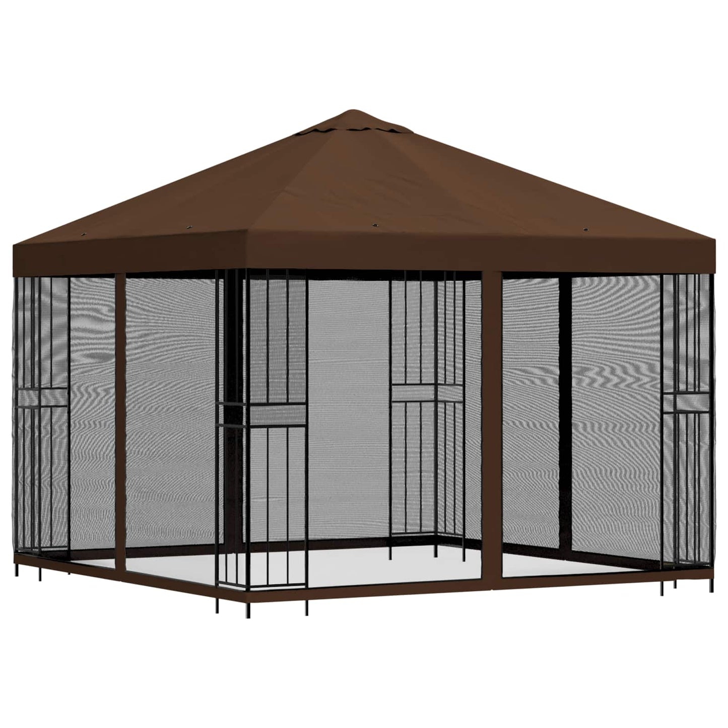 Garden Gazebo with Sidewalls 3 x 3 m Brown Polyester and Steel
