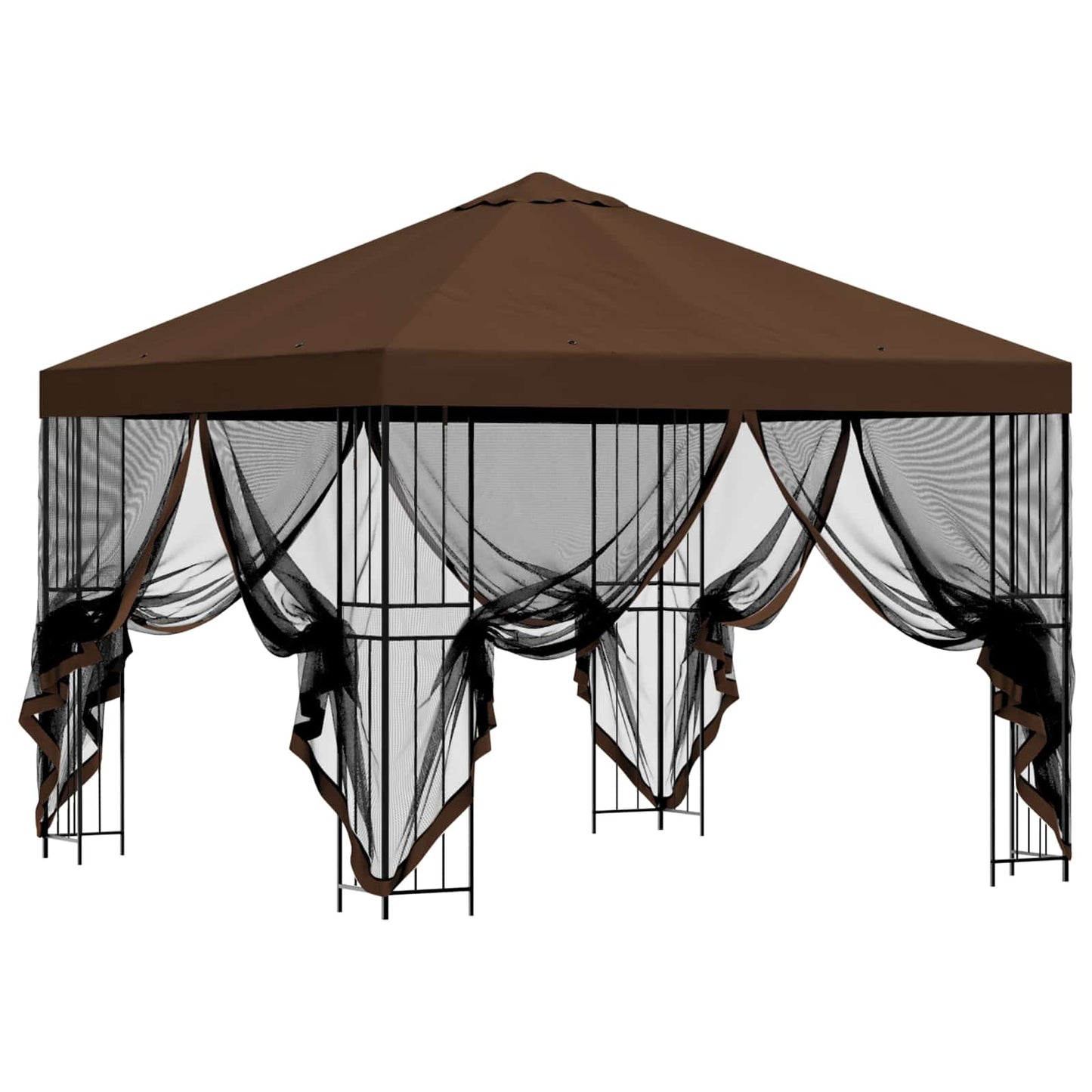 Garden Gazebo with Sidewalls 3 x 3 m Brown Polyester and Steel