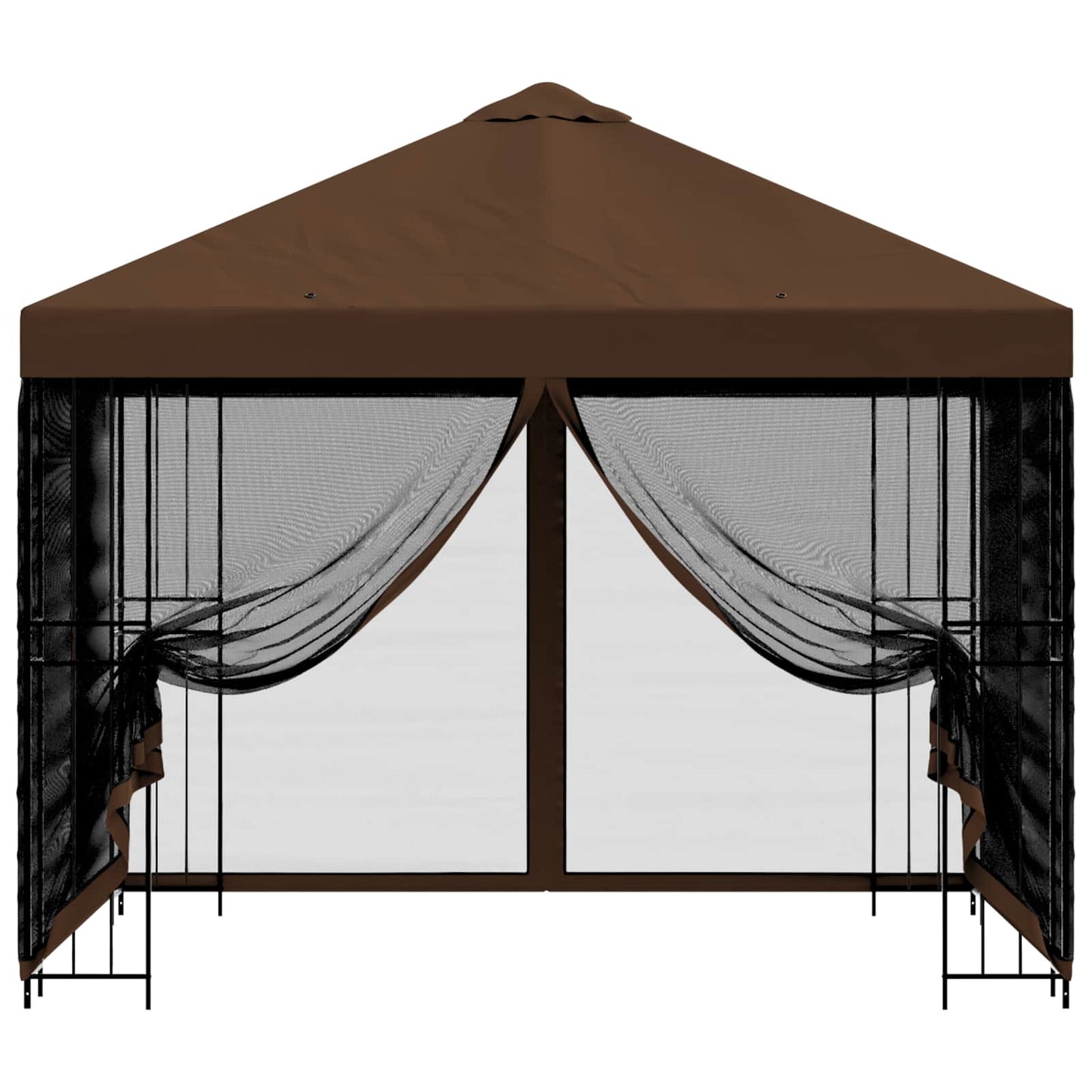Garden Gazebo with Sidewalls 3 x 3 m Brown Polyester and Steel