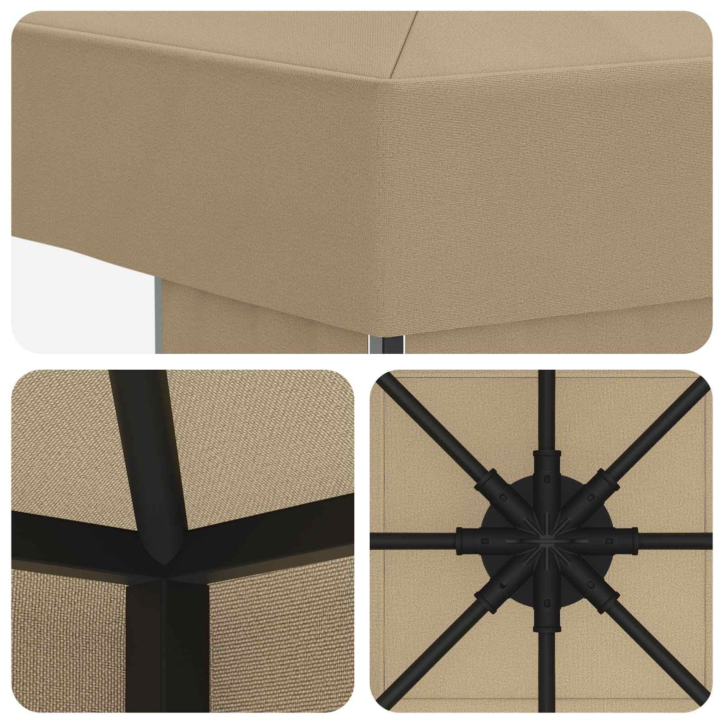 Gazebo 3 x 3 m Beige Polyester and Steel 190 gsm