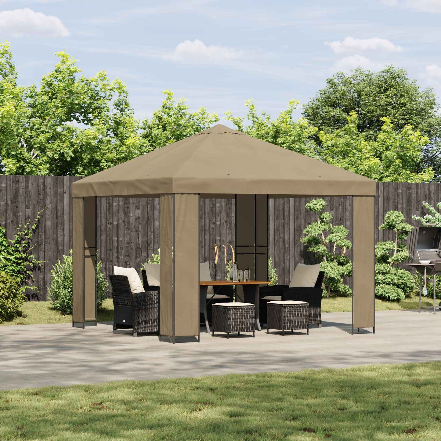 Gazebo 3 x 3 m Beige Polyester and Steel 190 gsm