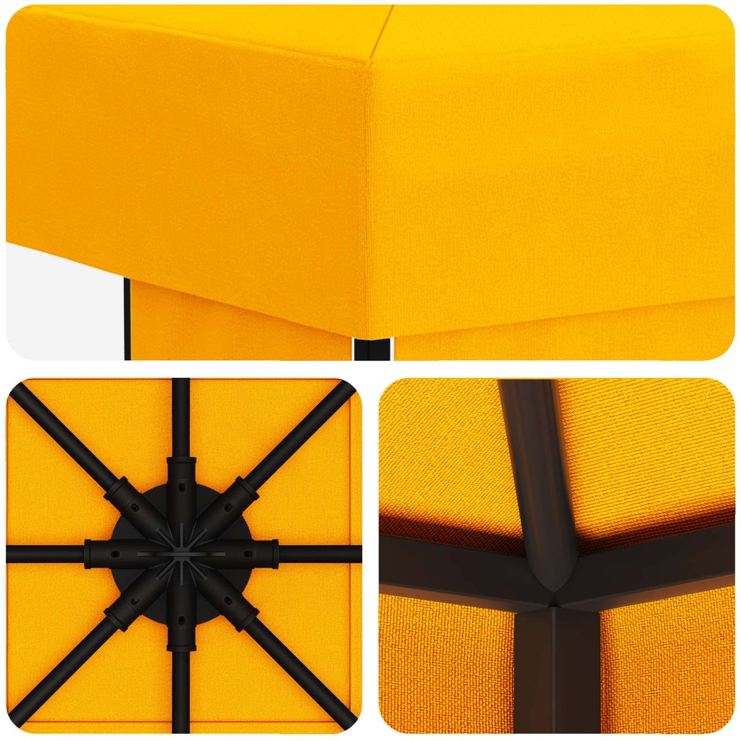 Gazebo 3 x 3 m Yellow Polyester and Steel 190 gsm
