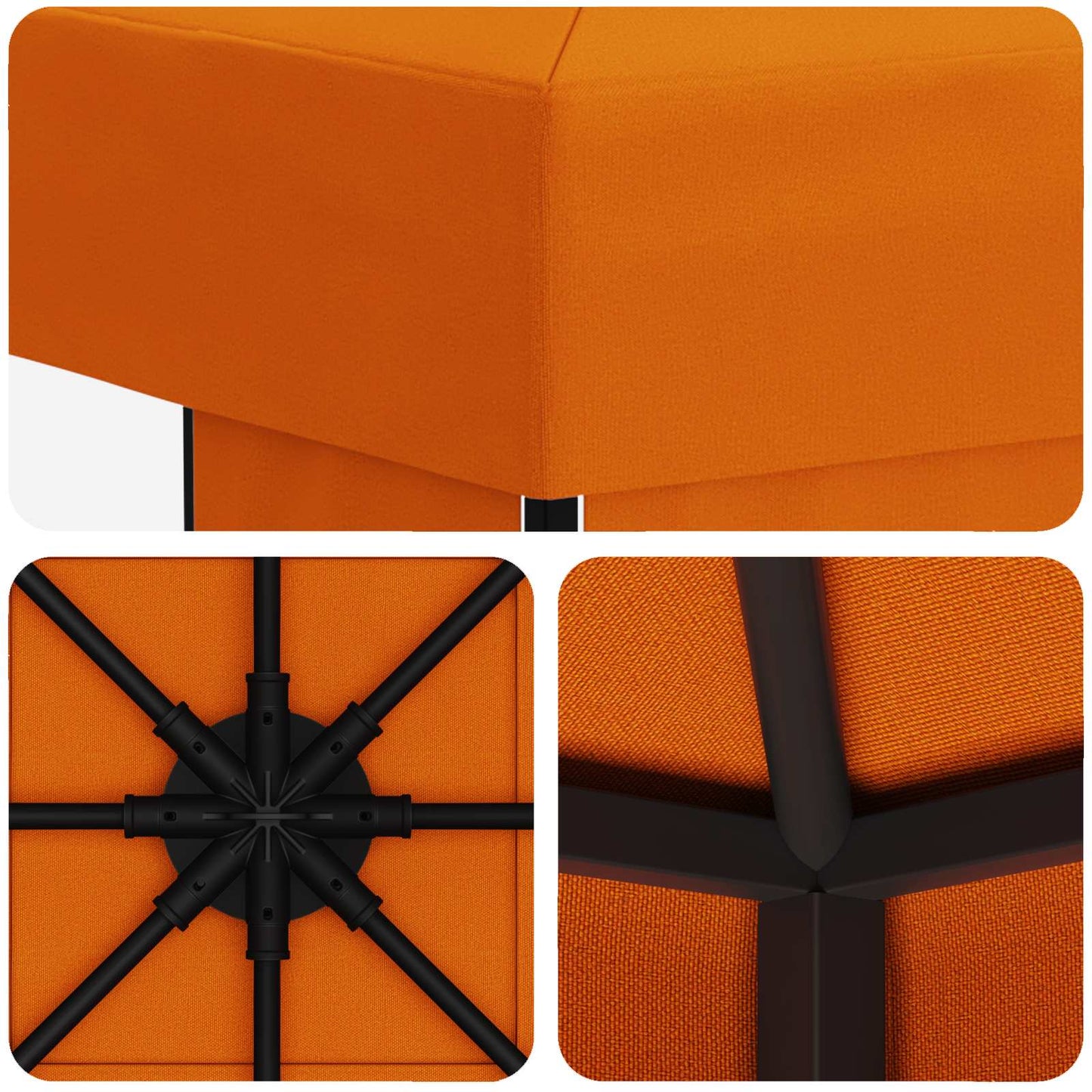 Gazebo 3 x 3 m Orange Polyester and Steel 190 gsm