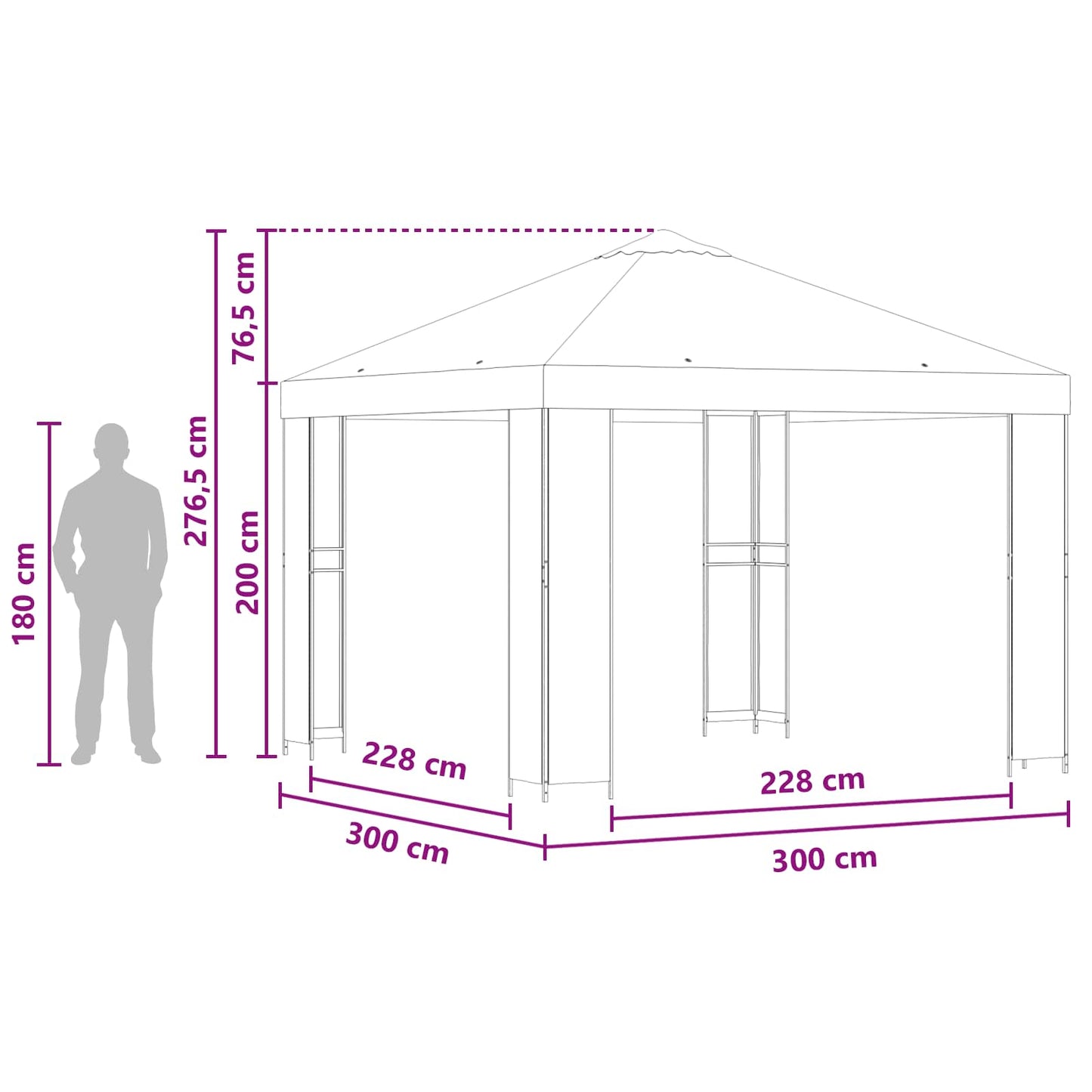 Gazebo 3 x 3 m Orange Polyester and Steel 190 gsm