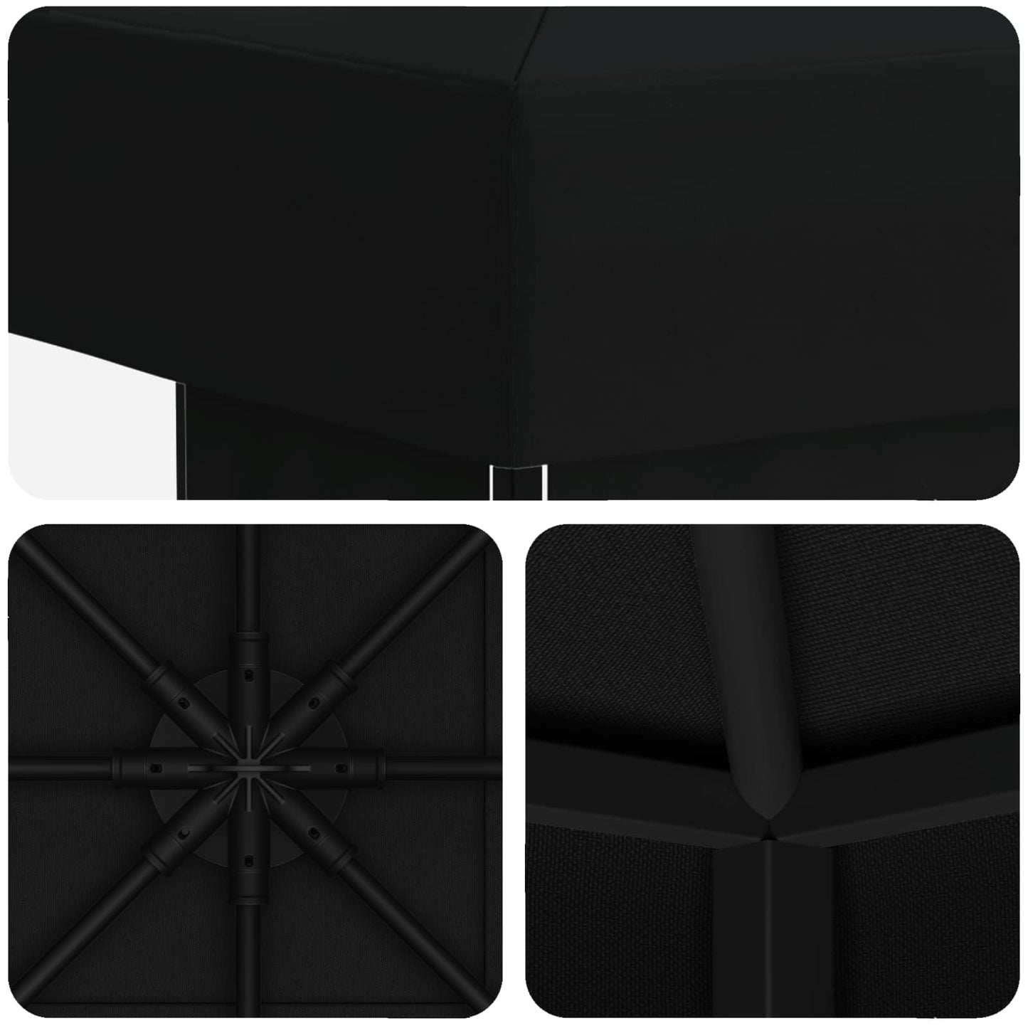 Gazebo 3 x 3 m Black Polyester and Steel 190 gsm