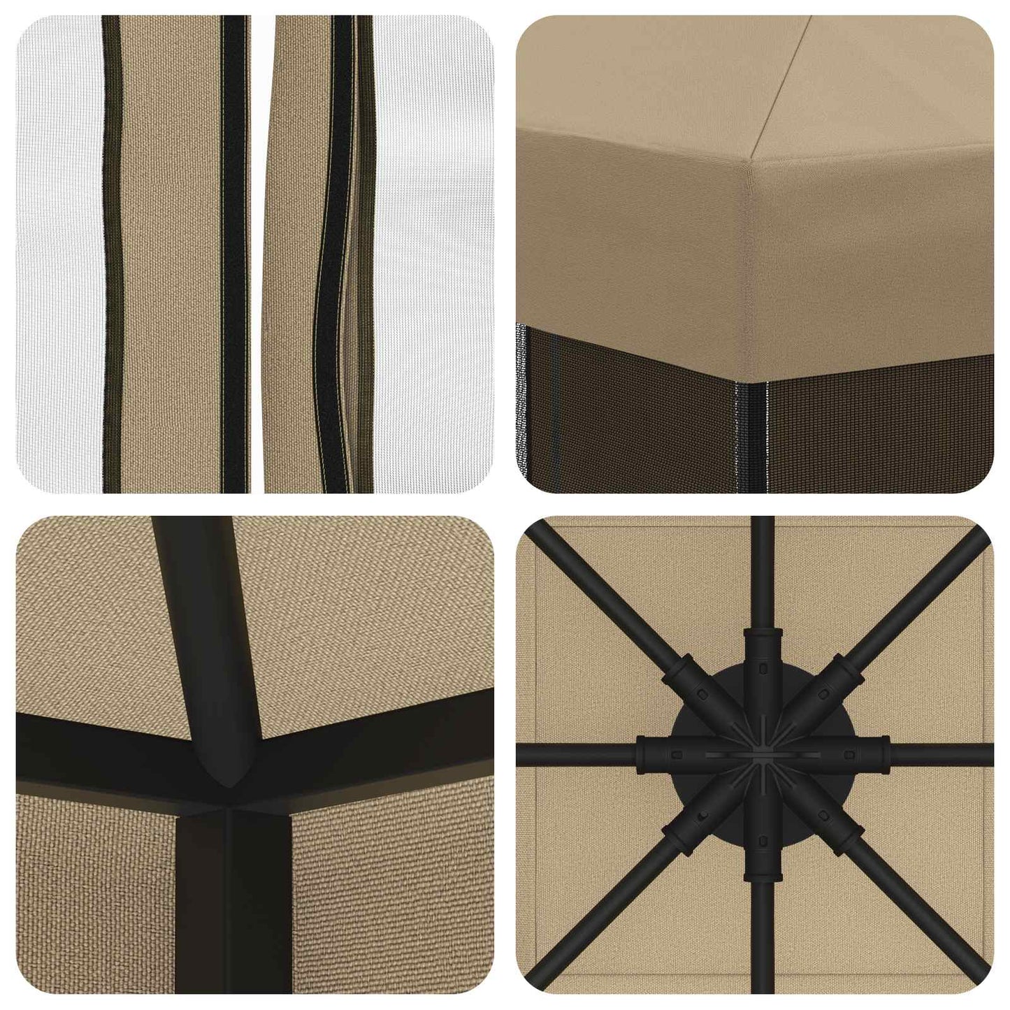 Garden Gazebo with Sidewalls 3 x 3 m Beige Polyester and Steel